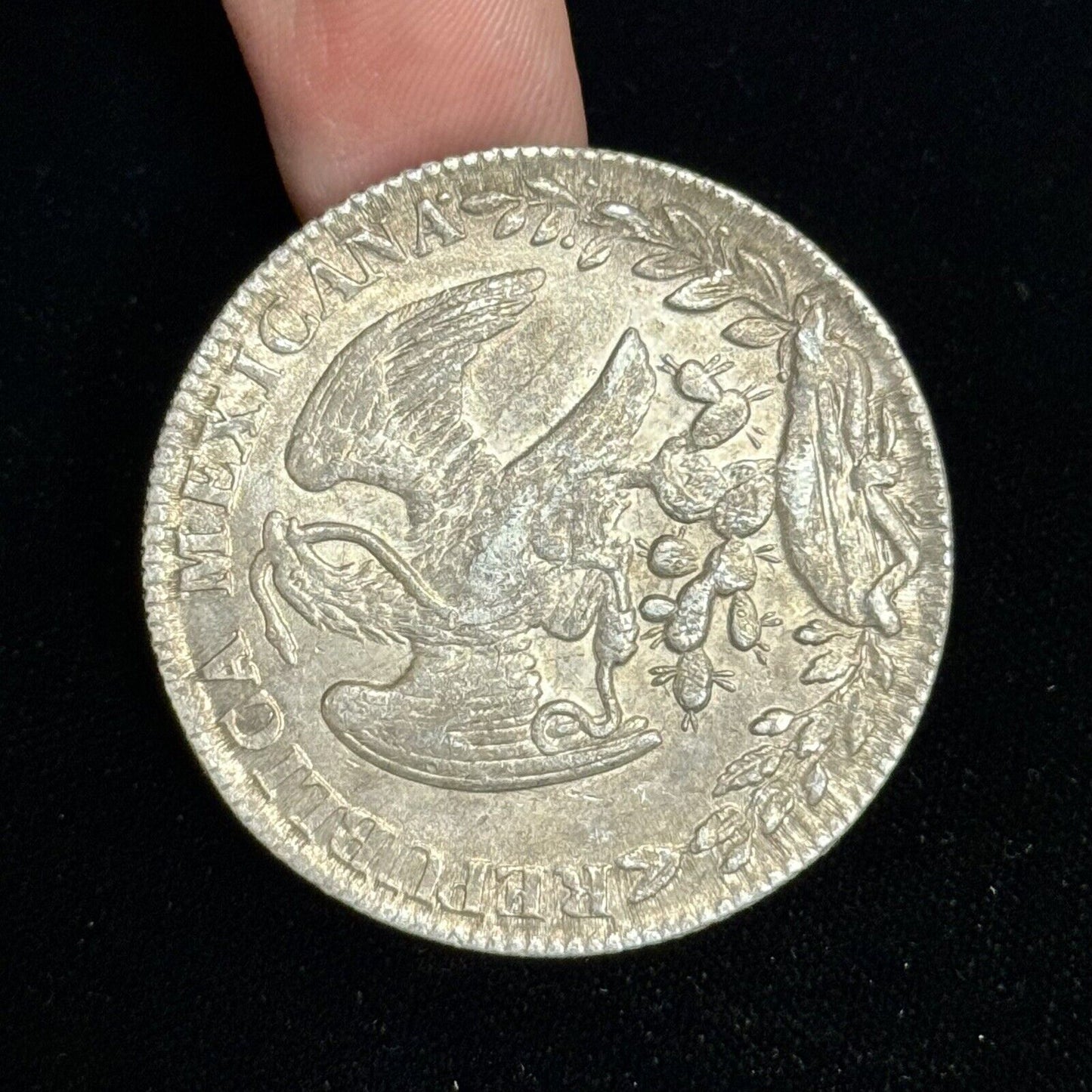 1833 Go Guanajuato MJ Mexico Silver 8 Reales Three Dots After Date Straight J