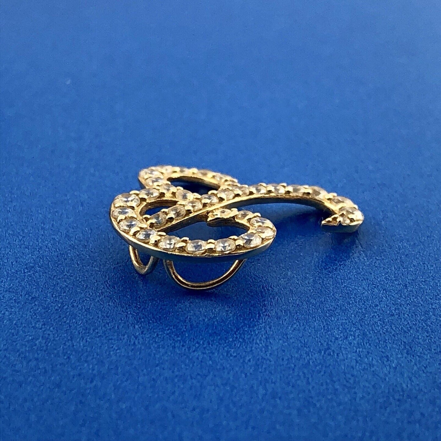 Designer 14K Yellow Gold Diamonique Cubic Zirconia Script B Monogram Pendant