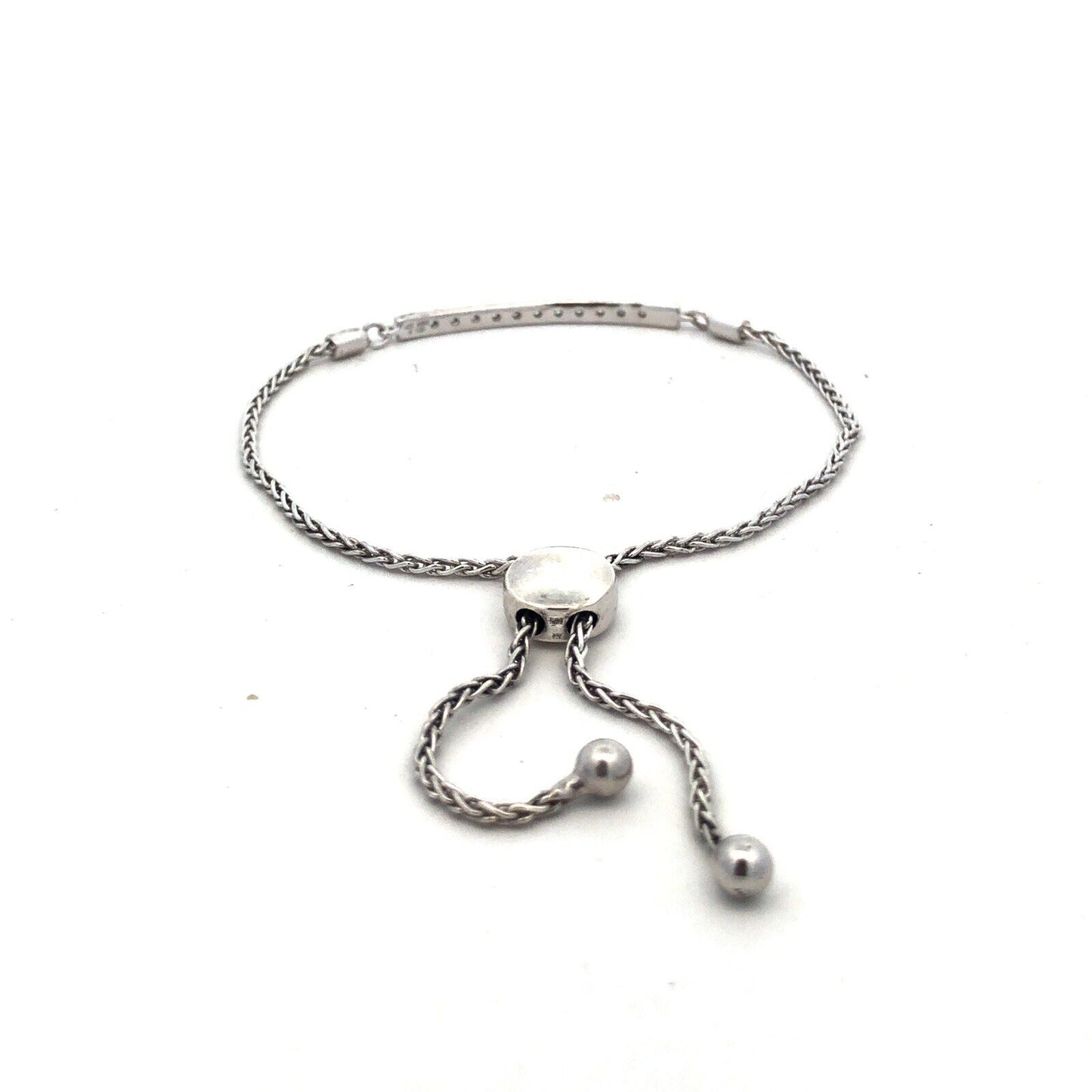 Designer ASHI 925 Sterling Silver Round Diamond Bar Adjustable Tennis Bracelet