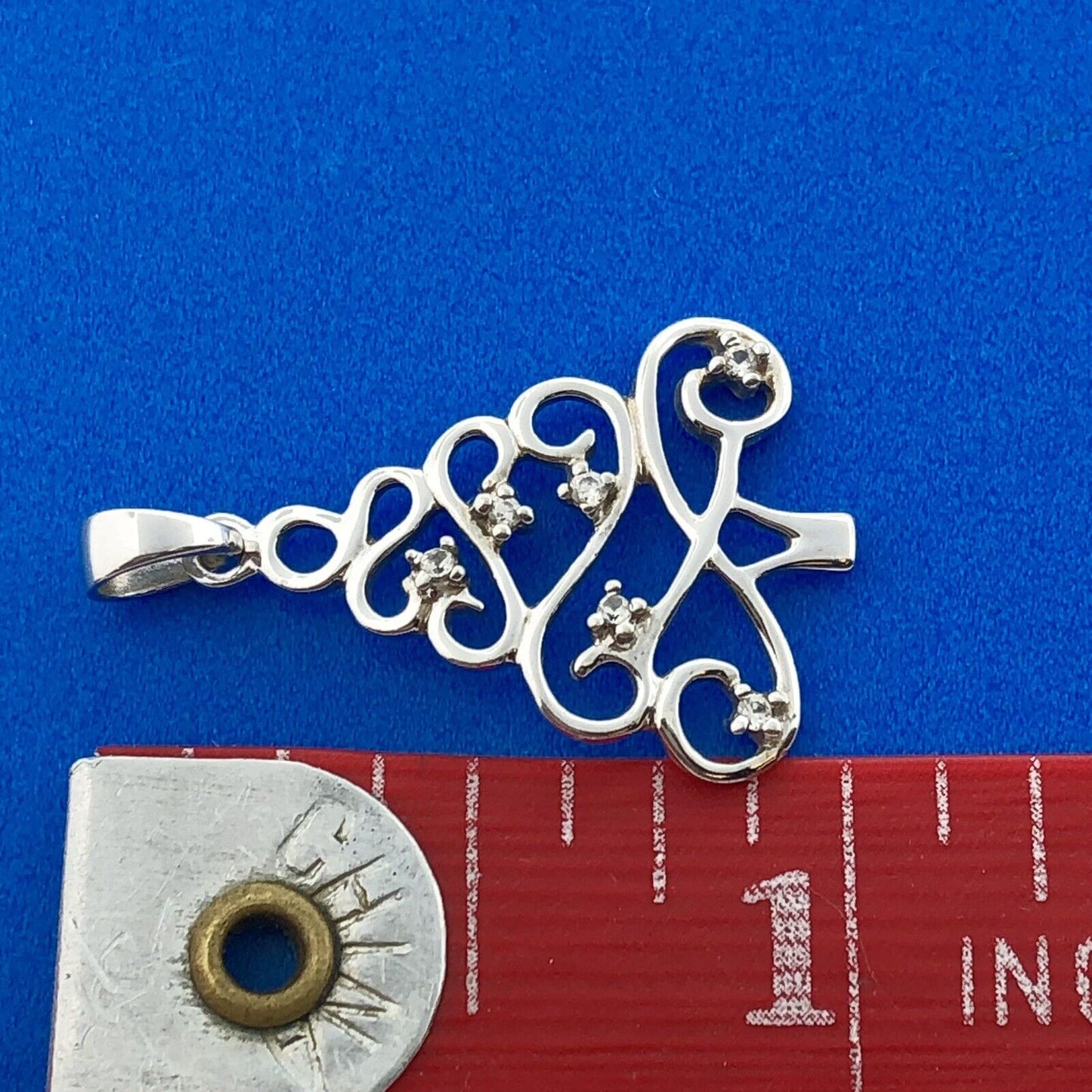 Stunning Sterling Silver 925 Round Cut Diamond Evergreen Christmas Tree Pendant