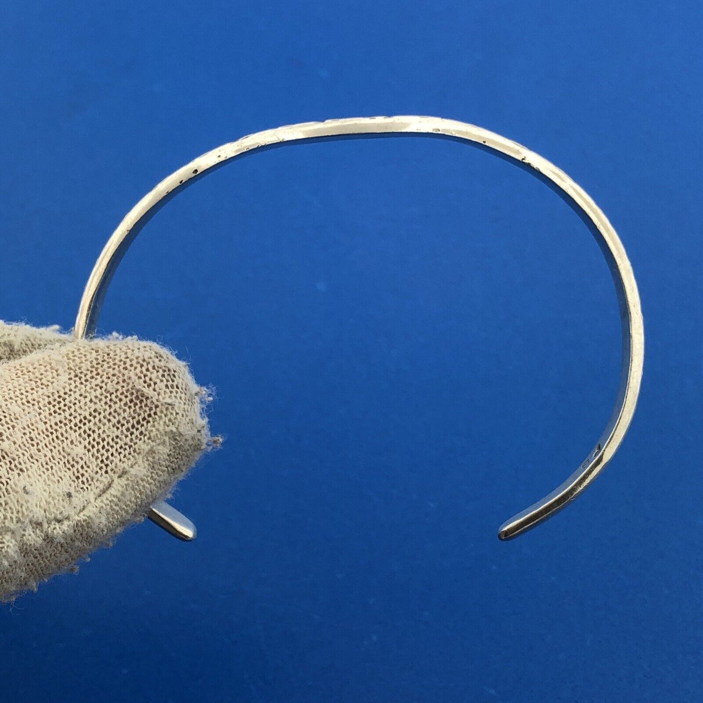 Native American PS Signed Sterling Silver 925 Snake Wave Design Cuff Bracelet