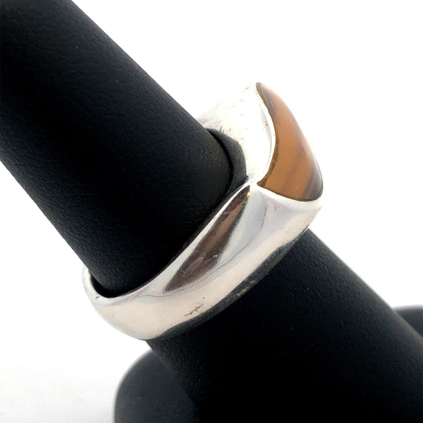 Estate 925 Sterling Silver Tiger's Eye Modernist Twist Cocktail Size 7.5 Ring