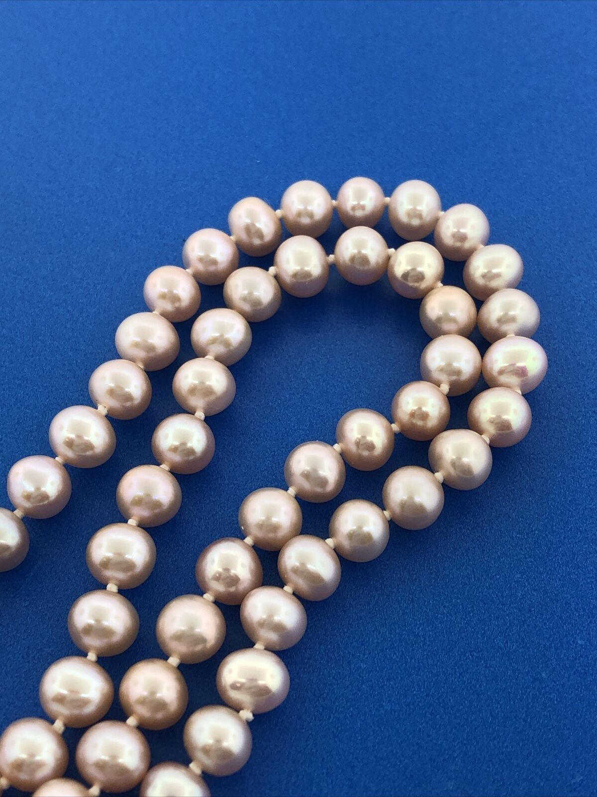 Gorgeous 14k Yellow Gold Pink 6.85mm Pearl 18" Strand String Necklace