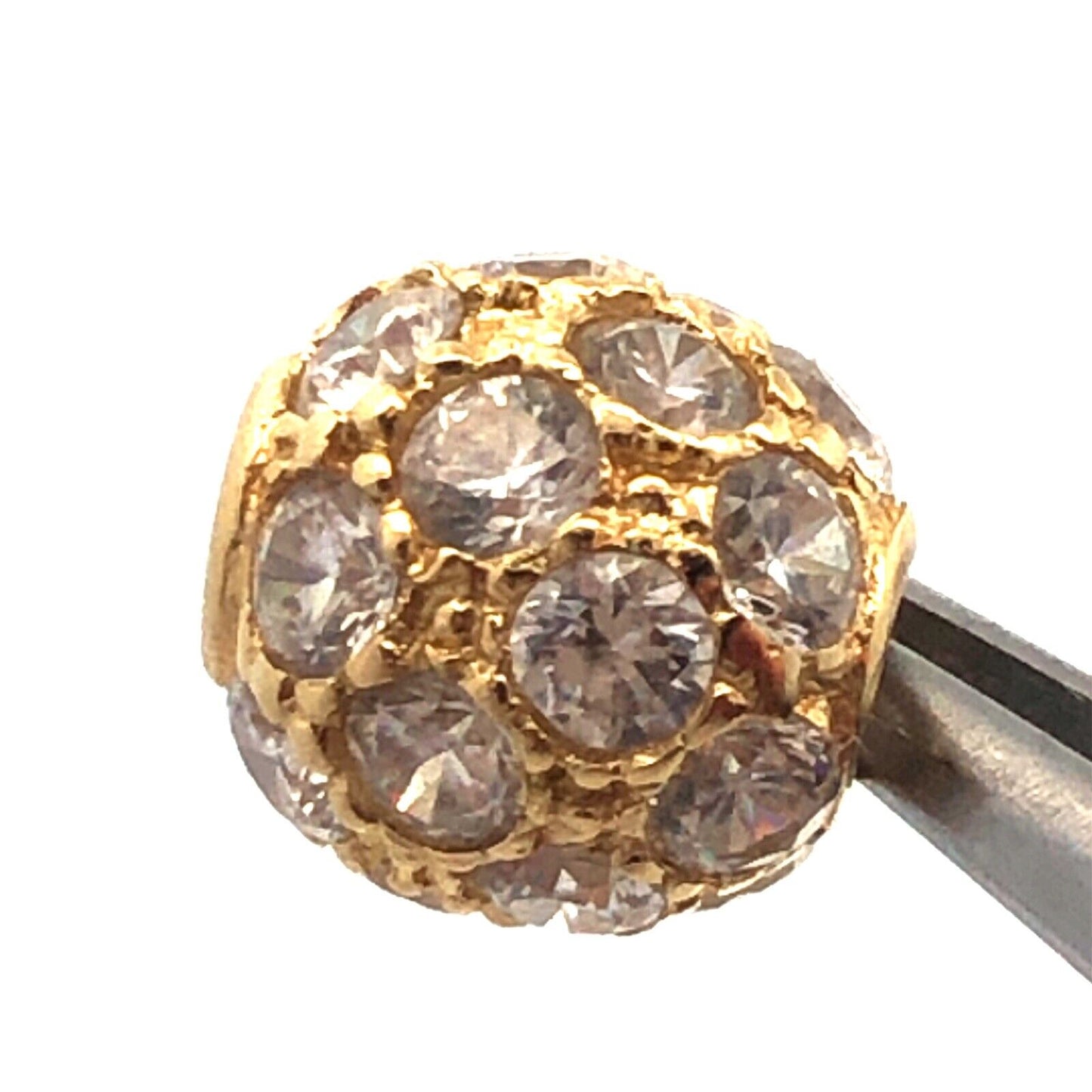 Gorgeous 14k Yellow Gold Sparkling Round Cut CZ Circular Sphere Bracelet Charm