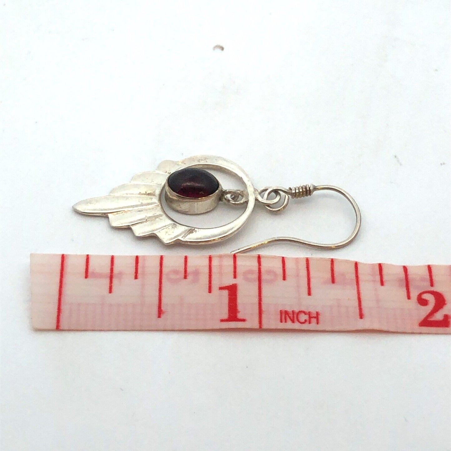 Vintage 925 Sterling Silver Oval Amethyst Drop Dangle Hook Earrings