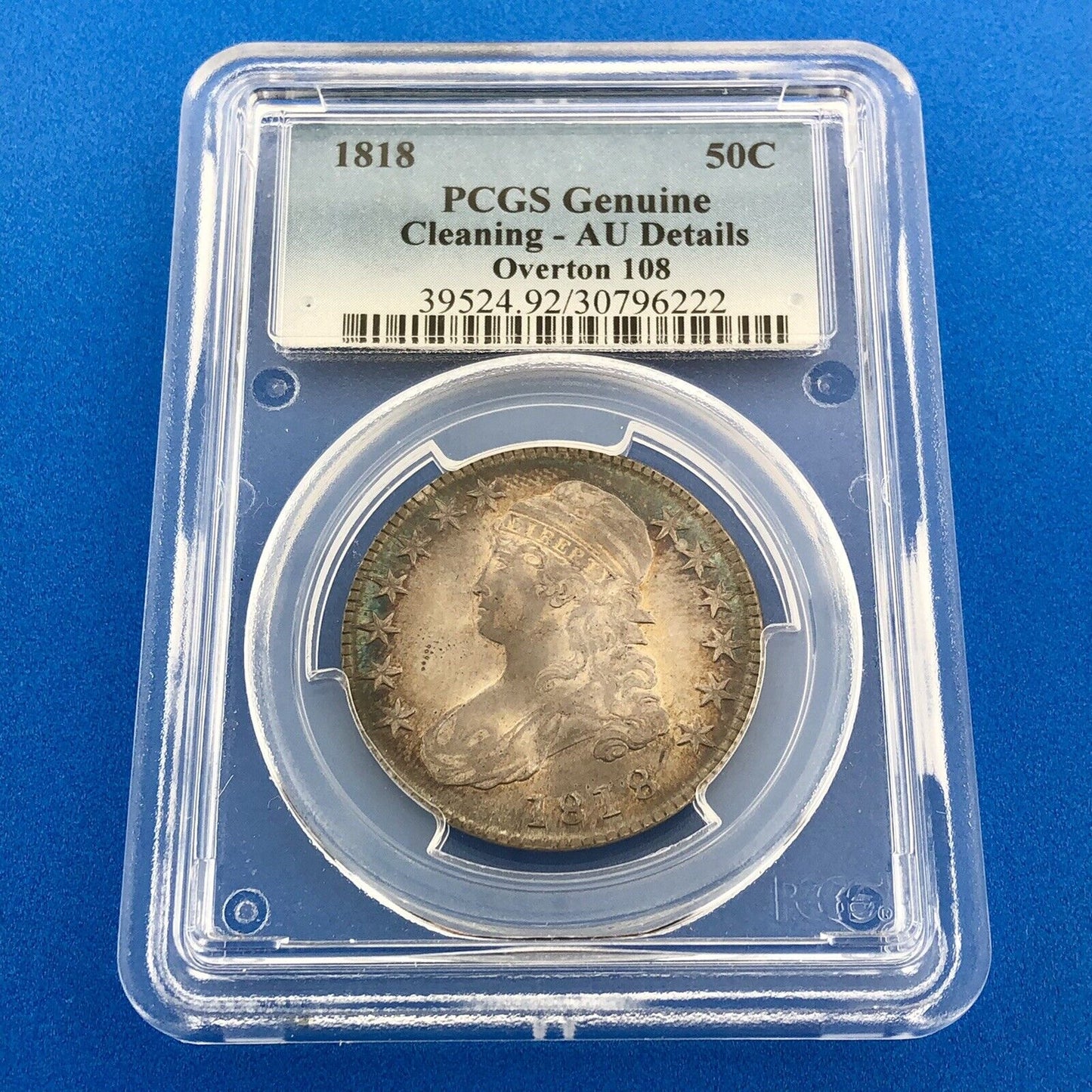1818 Capped Bust Silver Half Dollar 50c Lettered Edge PCGS Genuine AU Details