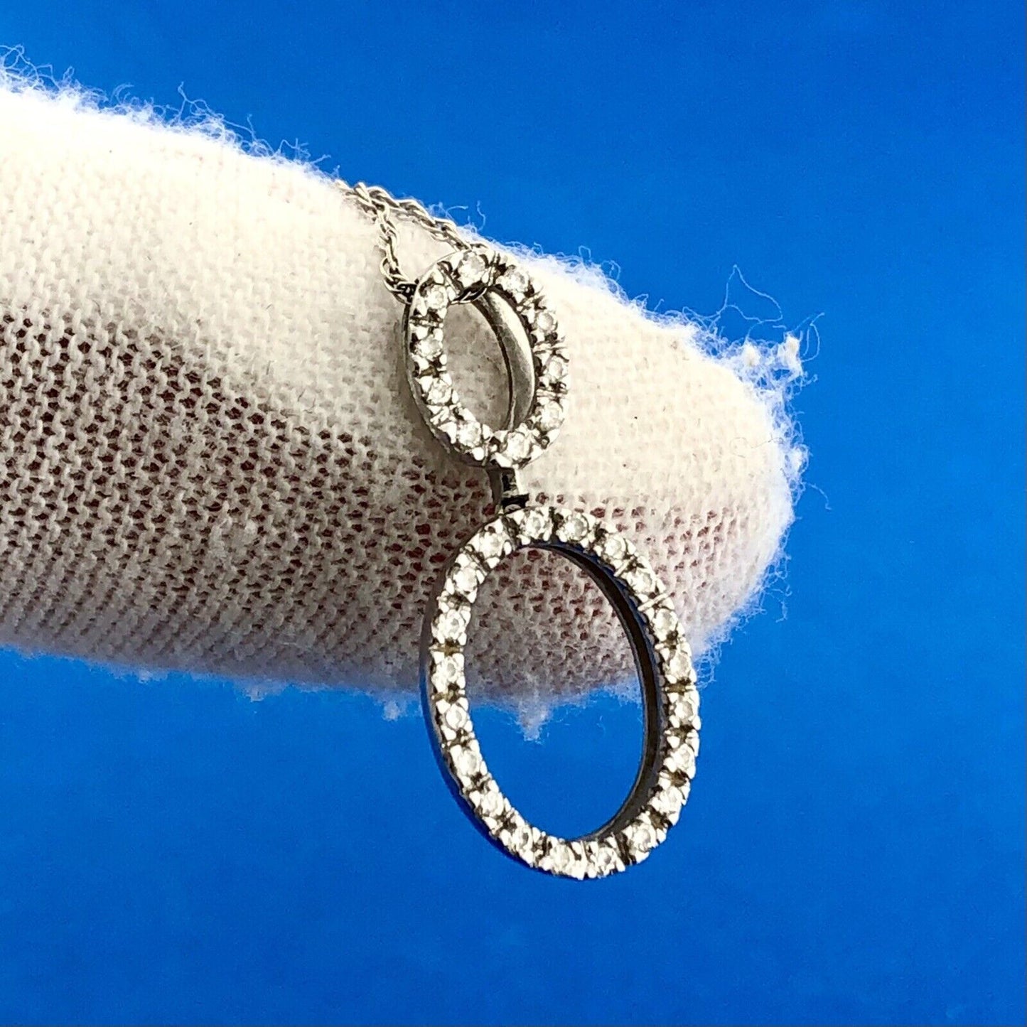 Designer 14K White Gold Polished Diamond Infinity Pendant 18" Necklace