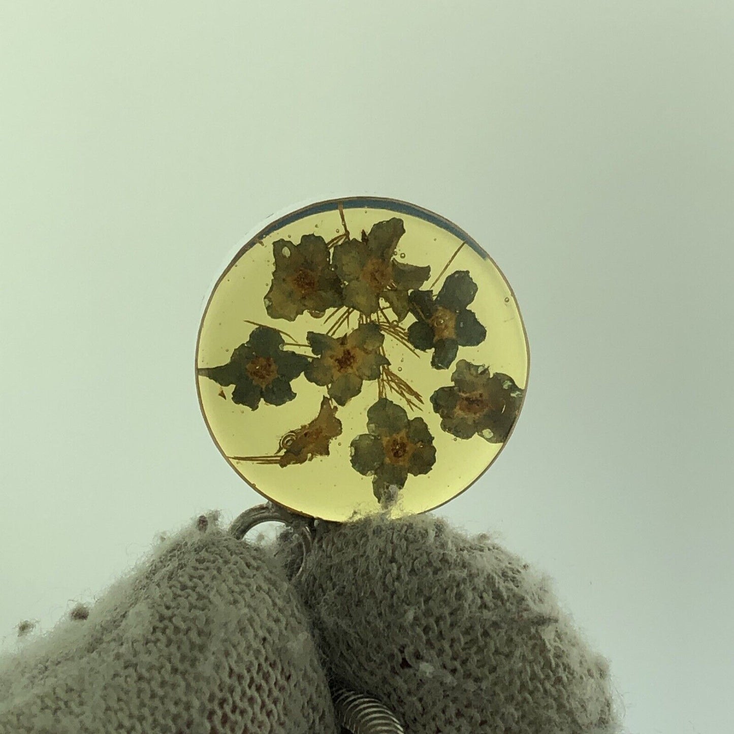 Designer Italy 925 Sterling Silver Resin Floral Drop Pendant Necklace