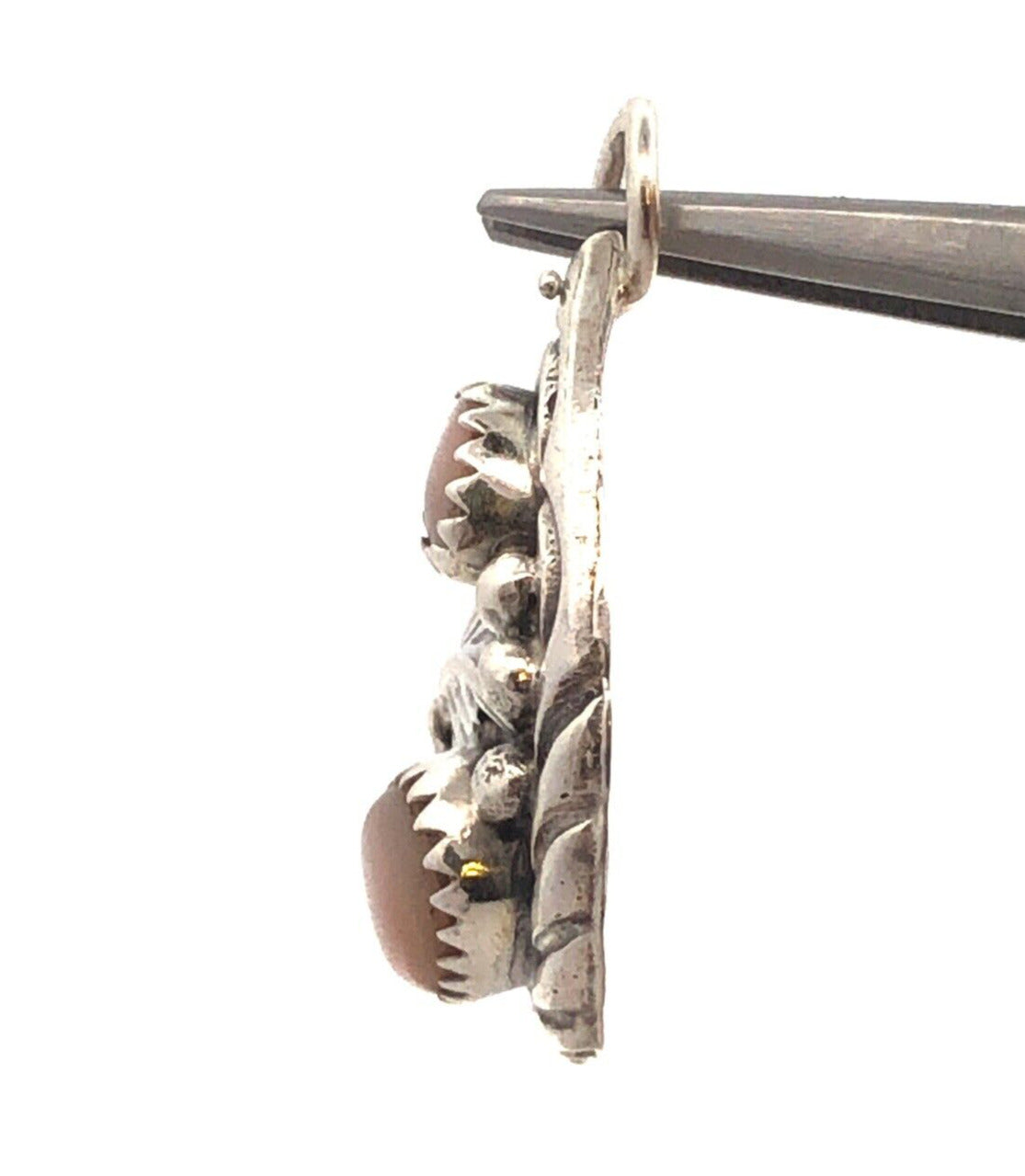 Native American Sterling Silver Mother of Pearl Floral Earring Enhancer Jackets