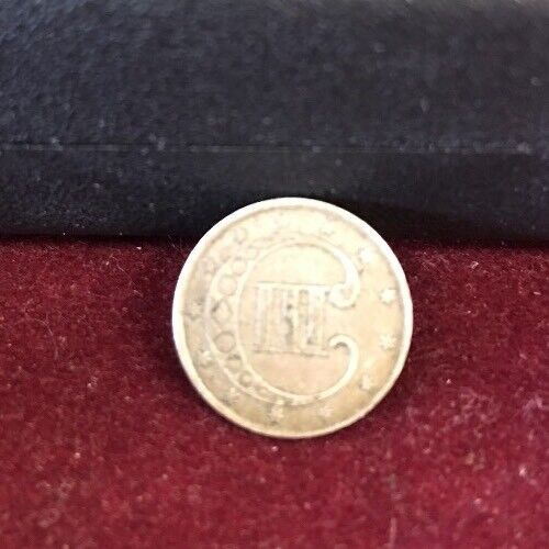 1852 Three 3 Cent Silver Piece Type 1 Trime Coin
