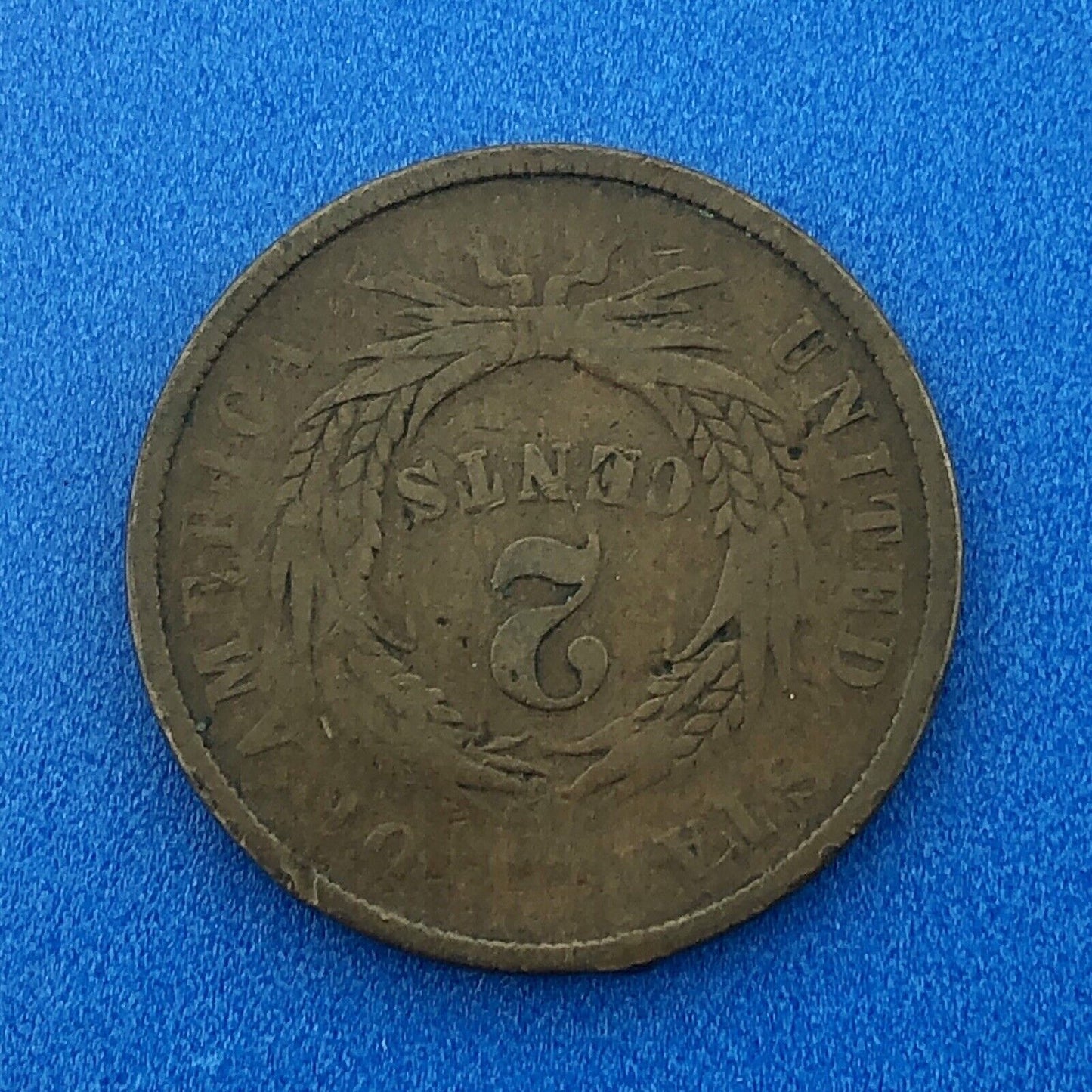 1864 P Bronze Two-Cent Piece Union Shield Large Motto Philadelphia Mint Coin