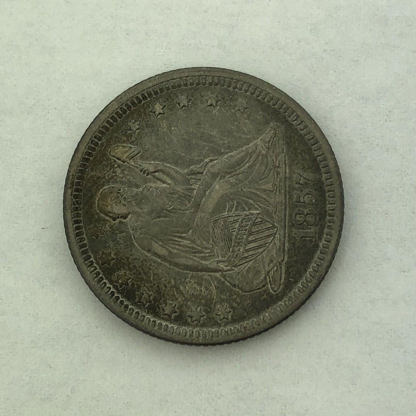 1857 P Silver Seated Quarter Dollar No Motto Philadelphia Mint Coin Extra Fine