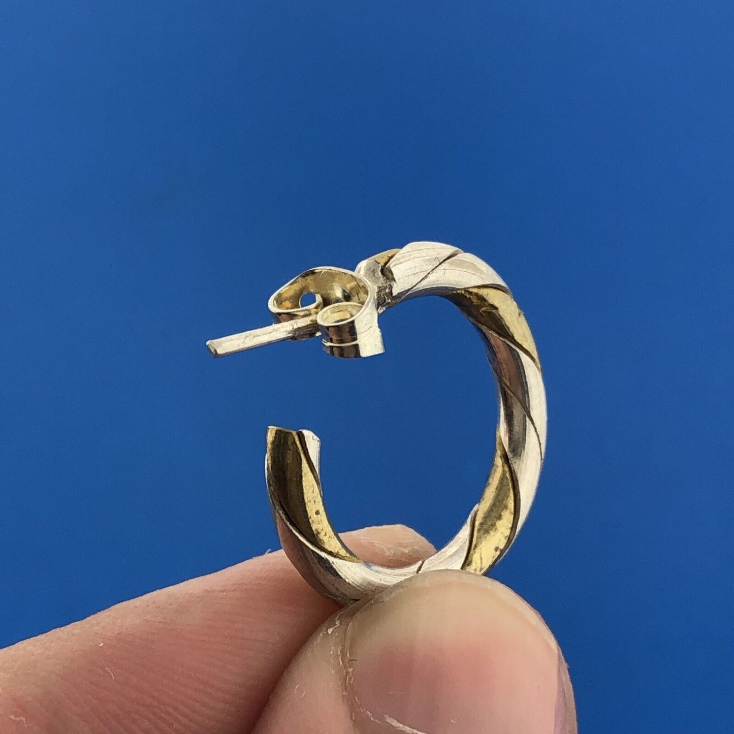 925 Sterling Silver Vermeil Two Tone Classic Hoop Earrings