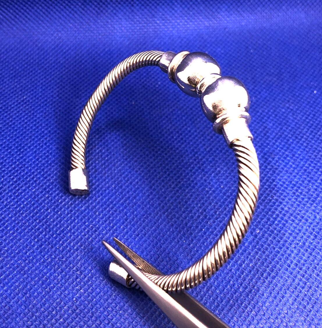 Vintage 925 Sterling Silver Twisted Cable Open Cuff Bracelet