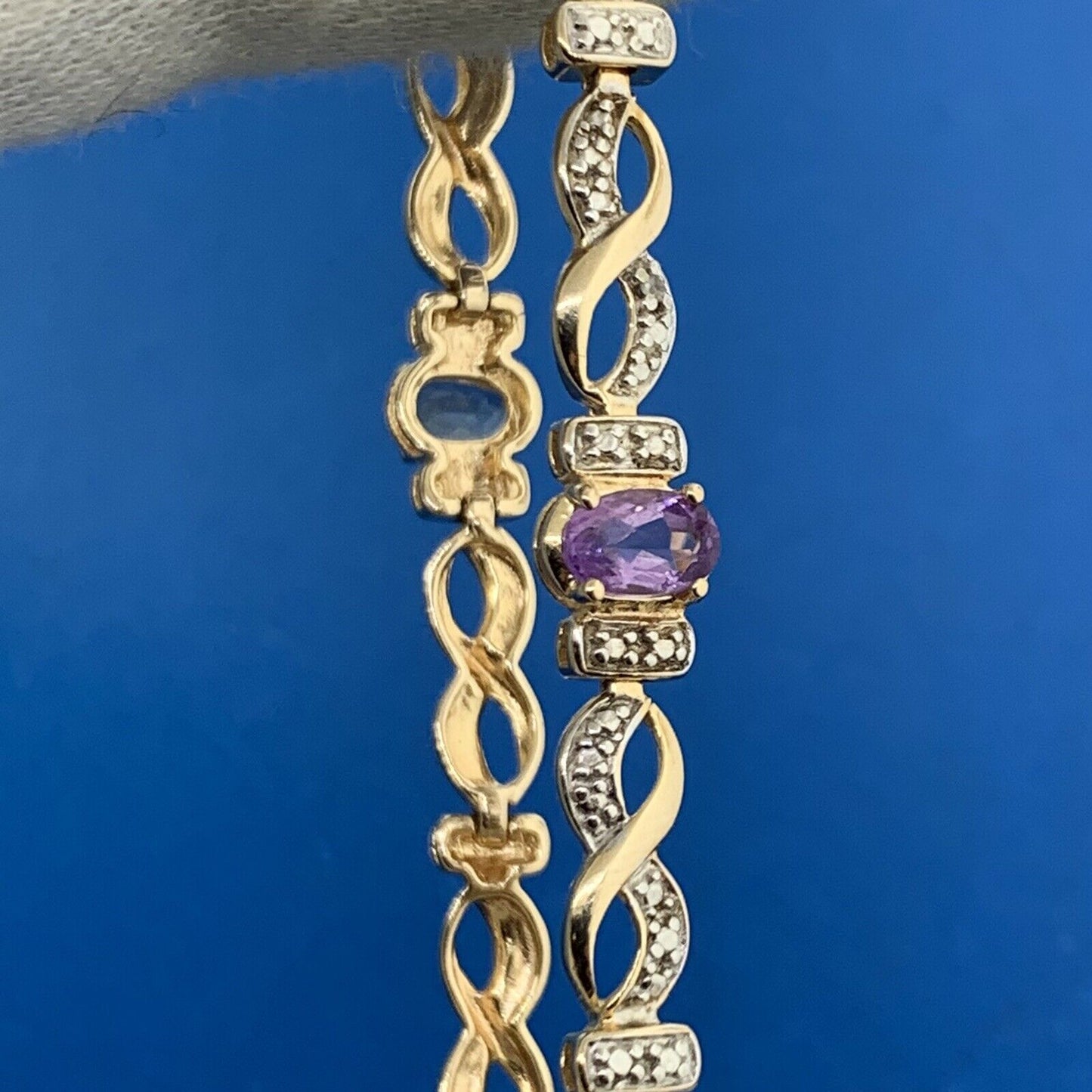 Vermeil 925 Sterling Silver Citrine Amethyst Peridot Blue Topaz Tennis Bracelet