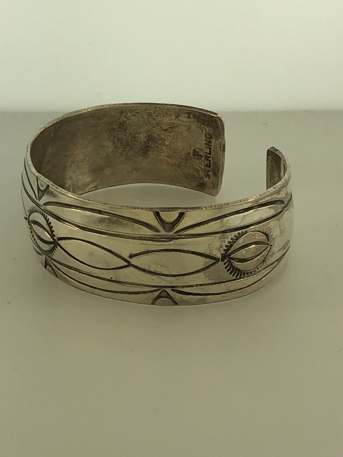 Vintage Navajo Fannie Platero 925 Sterling Silver Concho Style Cuff Bracelet
