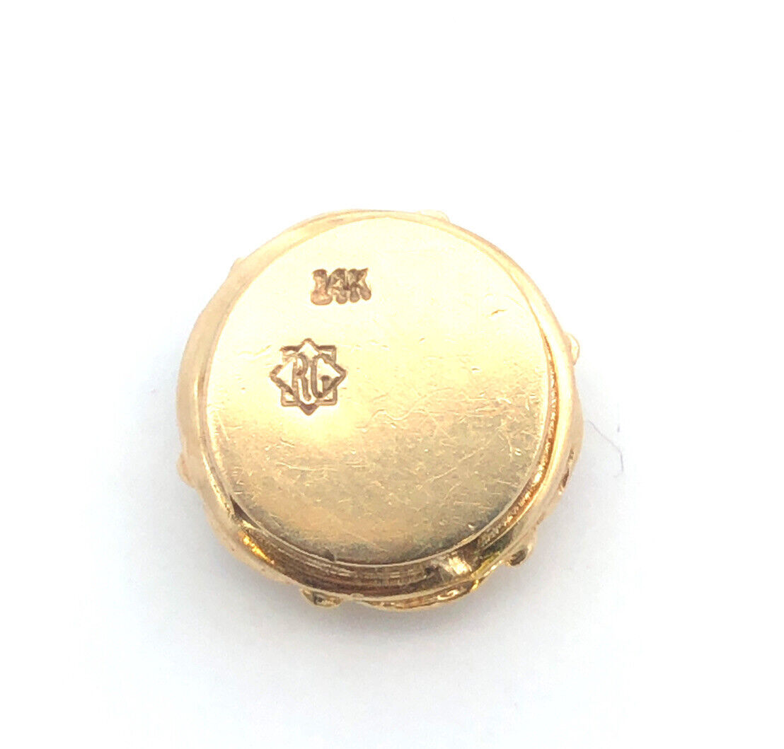 Designer 14K Yellow Gold Round Amethyst Floral Scroll Slide Bracelet Charm