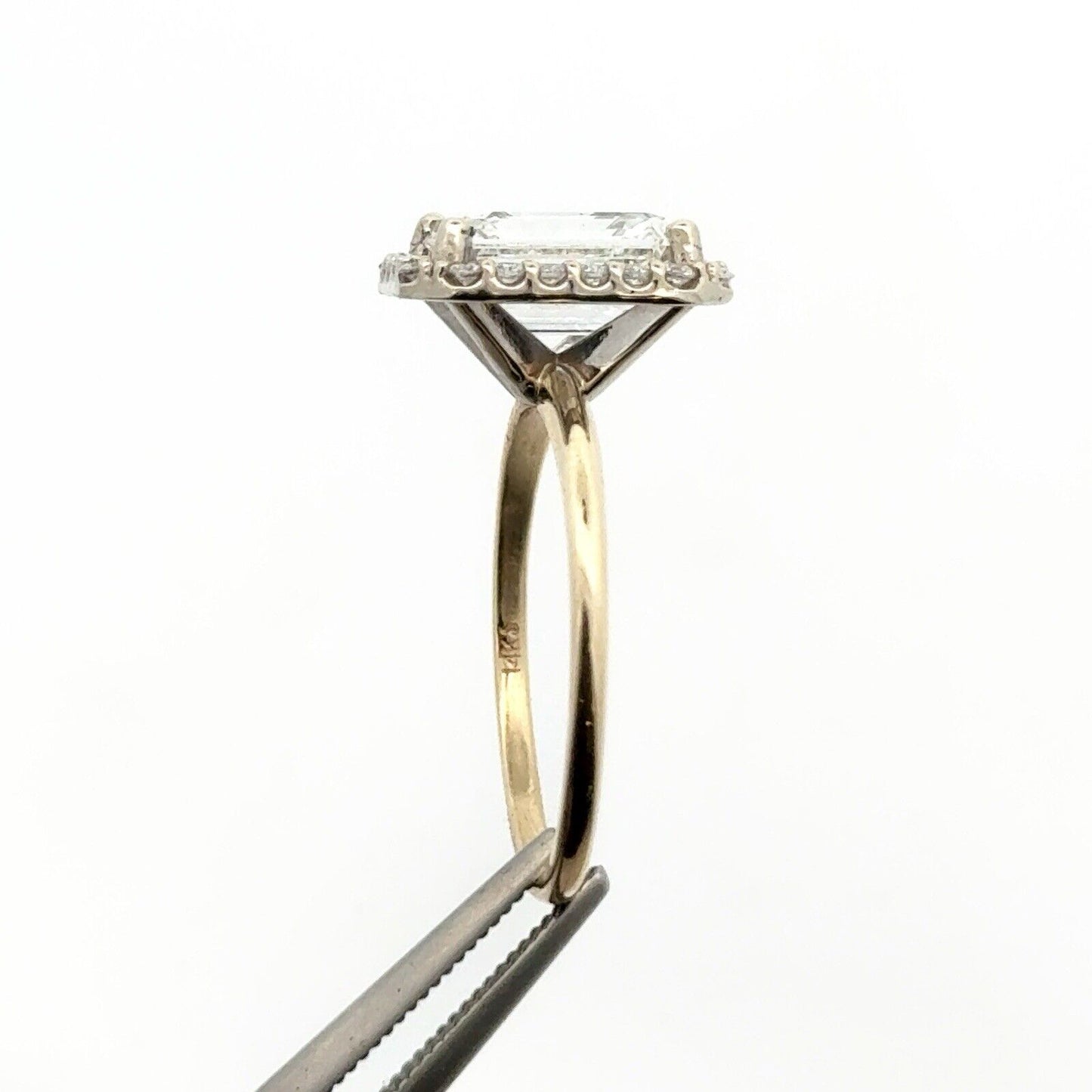 14K Yellow Gold Emerald Lab Created Diamond 2.55 TCW Halo Engagement Ring