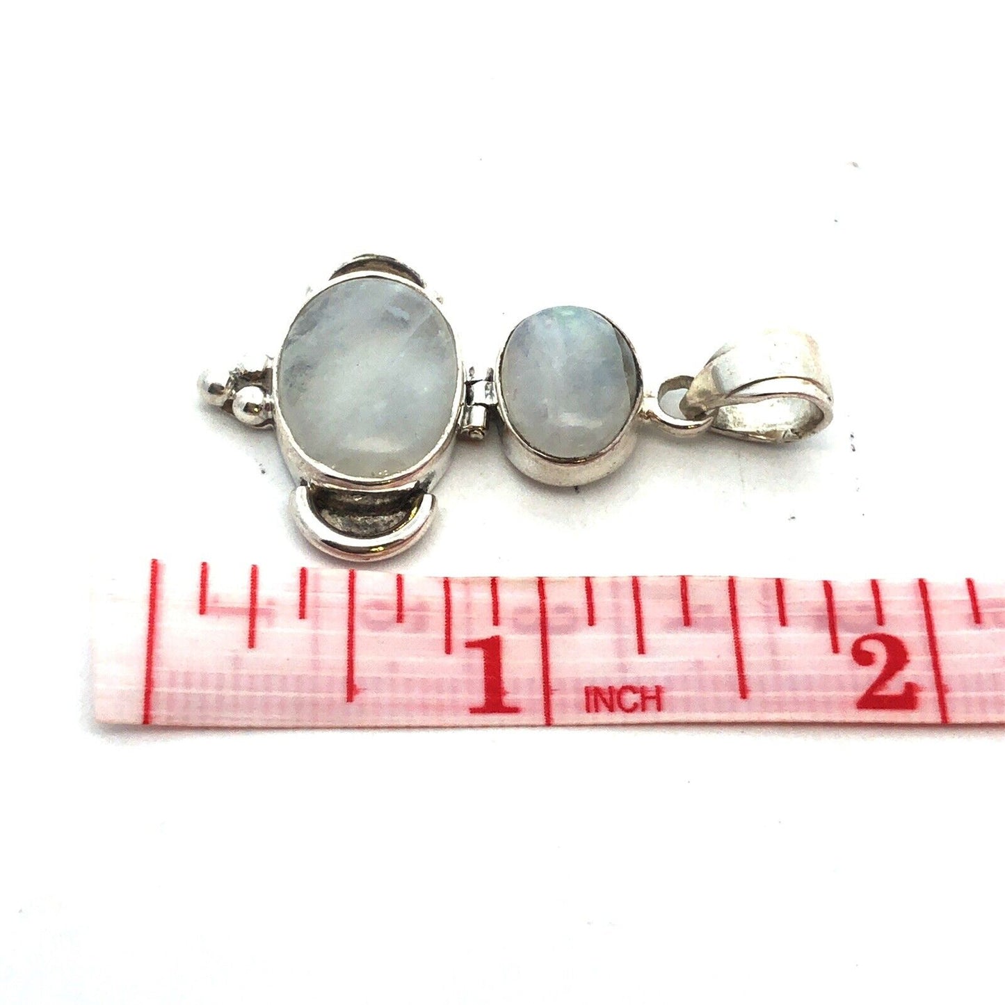 925 Sterling Silver Oval Moonstone Double Cabochon Drop Dangle Pendant
