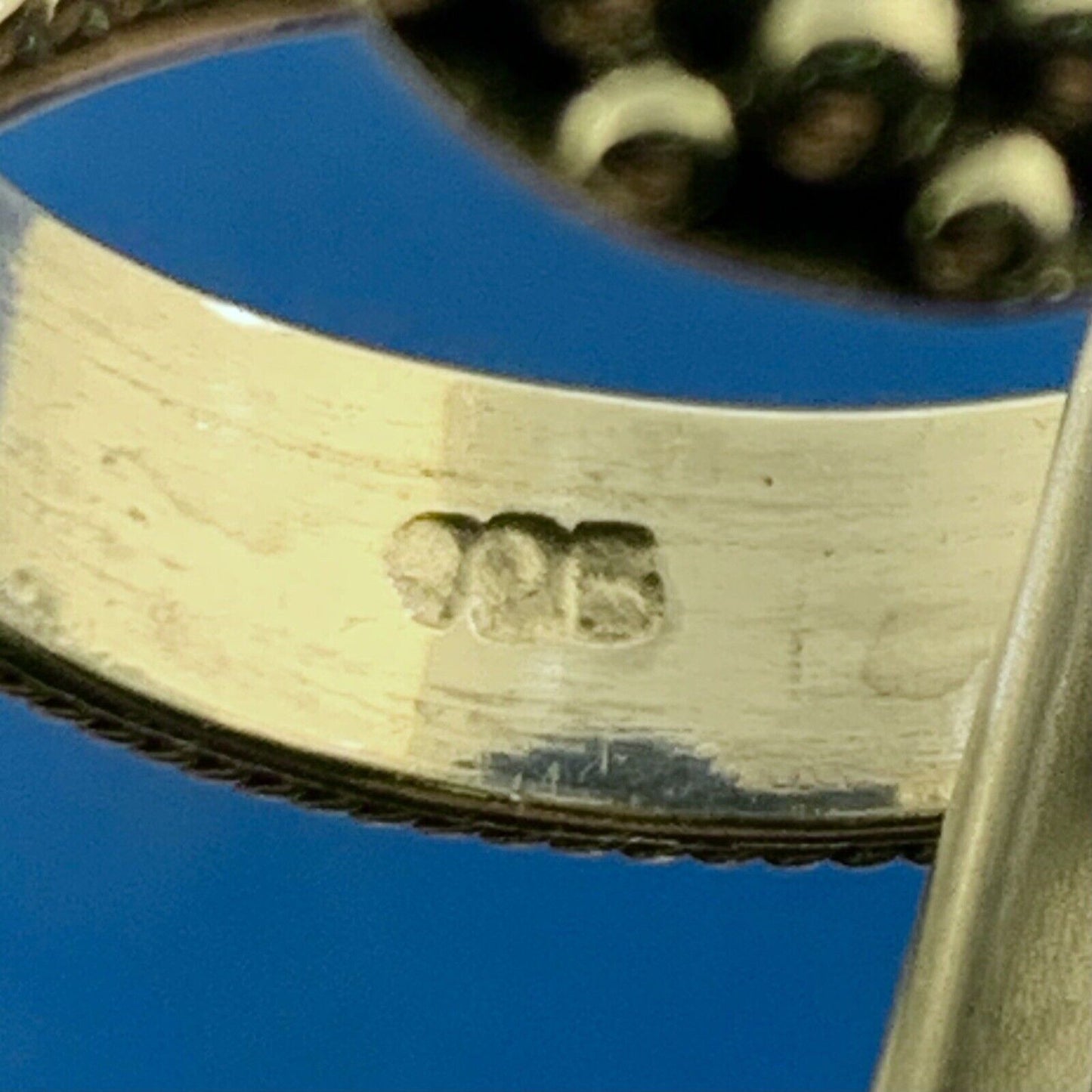 Unique 925 Sterling Silver Blue Glass Stone Round Cocktail Size 6.5 Ring