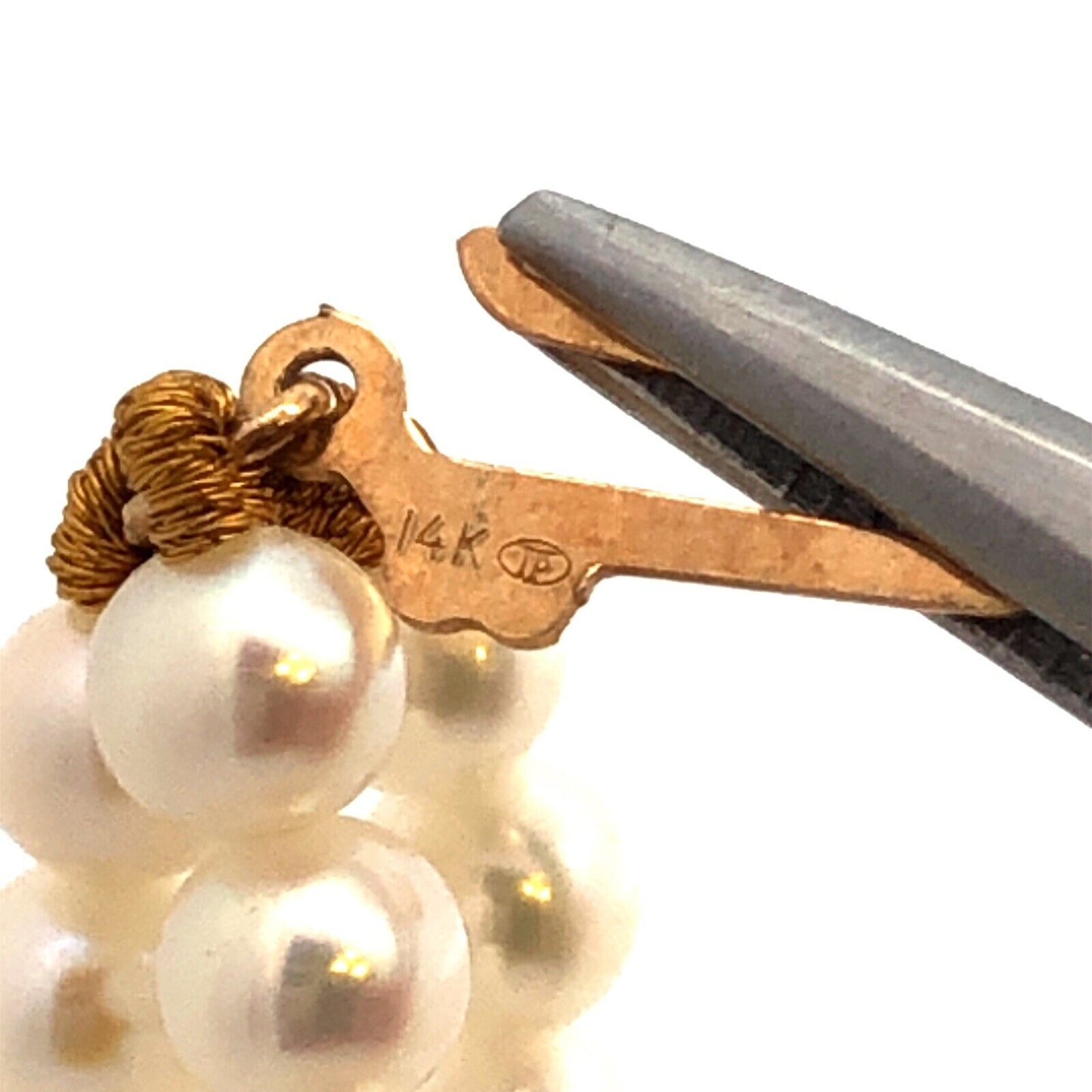 Designer 14K Yellow Gold White Pearl Beaded 3-Strand Necklace