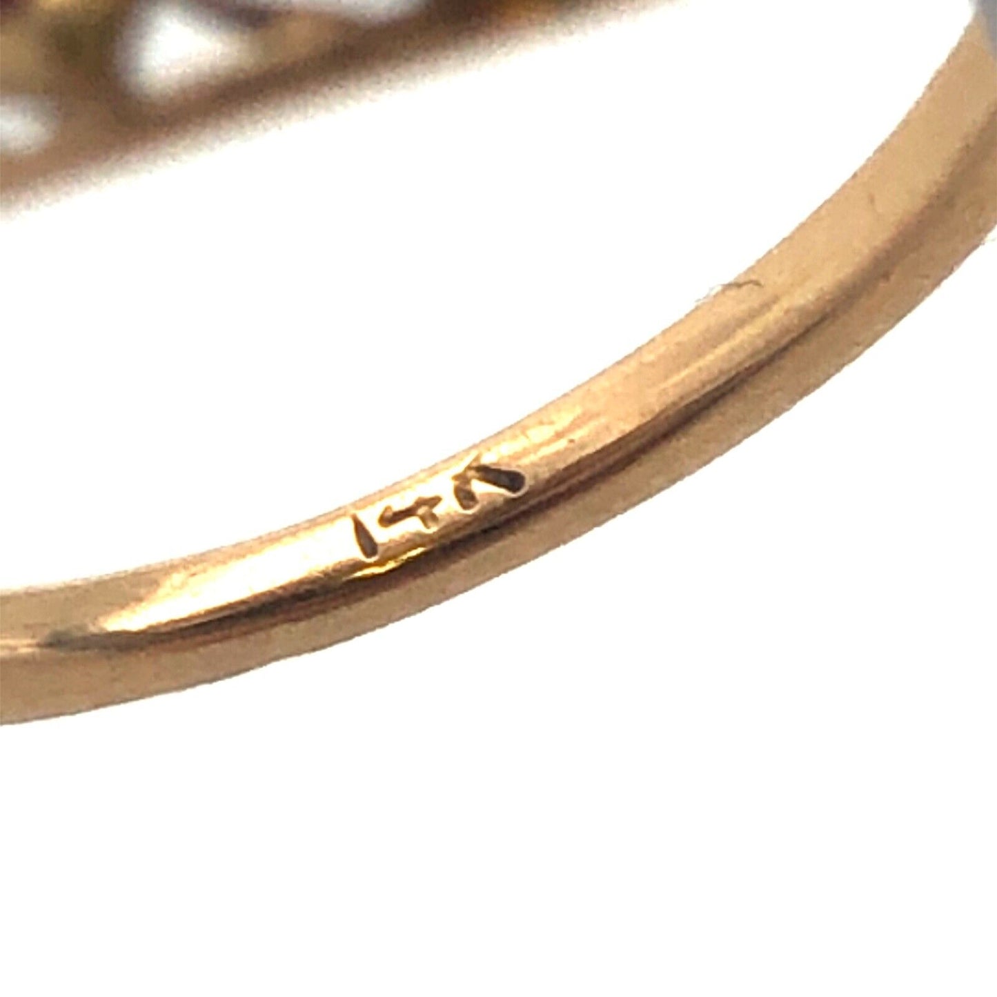 Vintage 14K Yellow Gold Pearl Ruby Diamond Art Deco Style Cocktail Ring