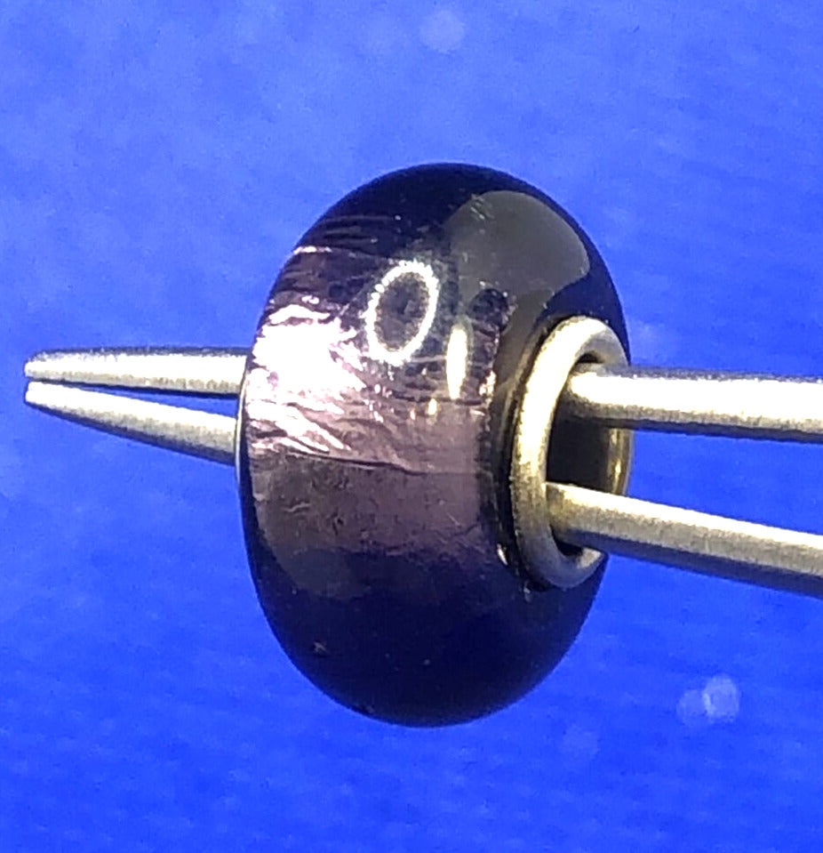 Purple 925 Sterling Silver Glass Slide Bracelet Bead Charm