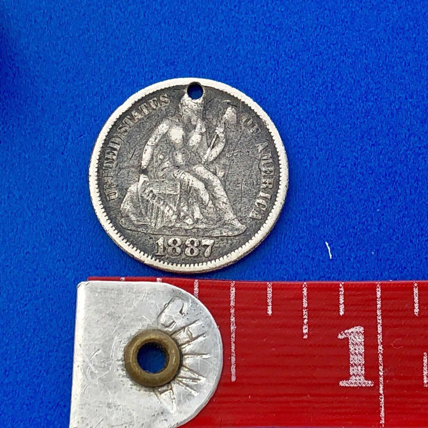 1887 Seated Liberty Silver Dime Love Token Coin Initials