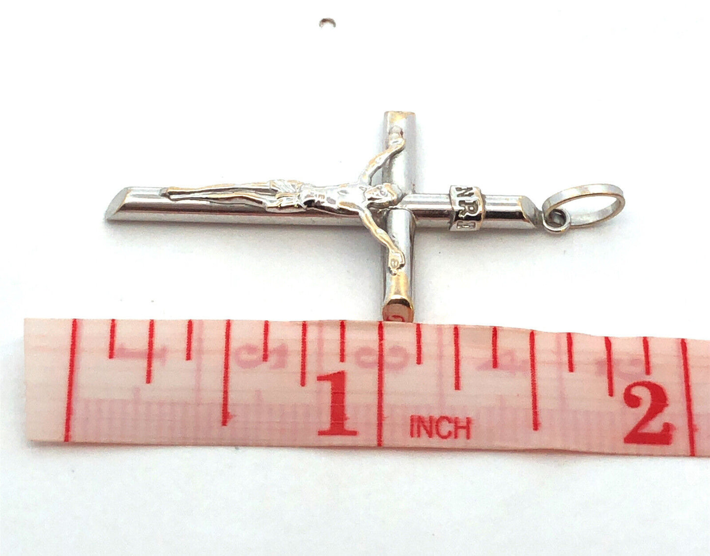 18K White Gold Polished Jesus Crucifix Religious Statement Cross Pendant