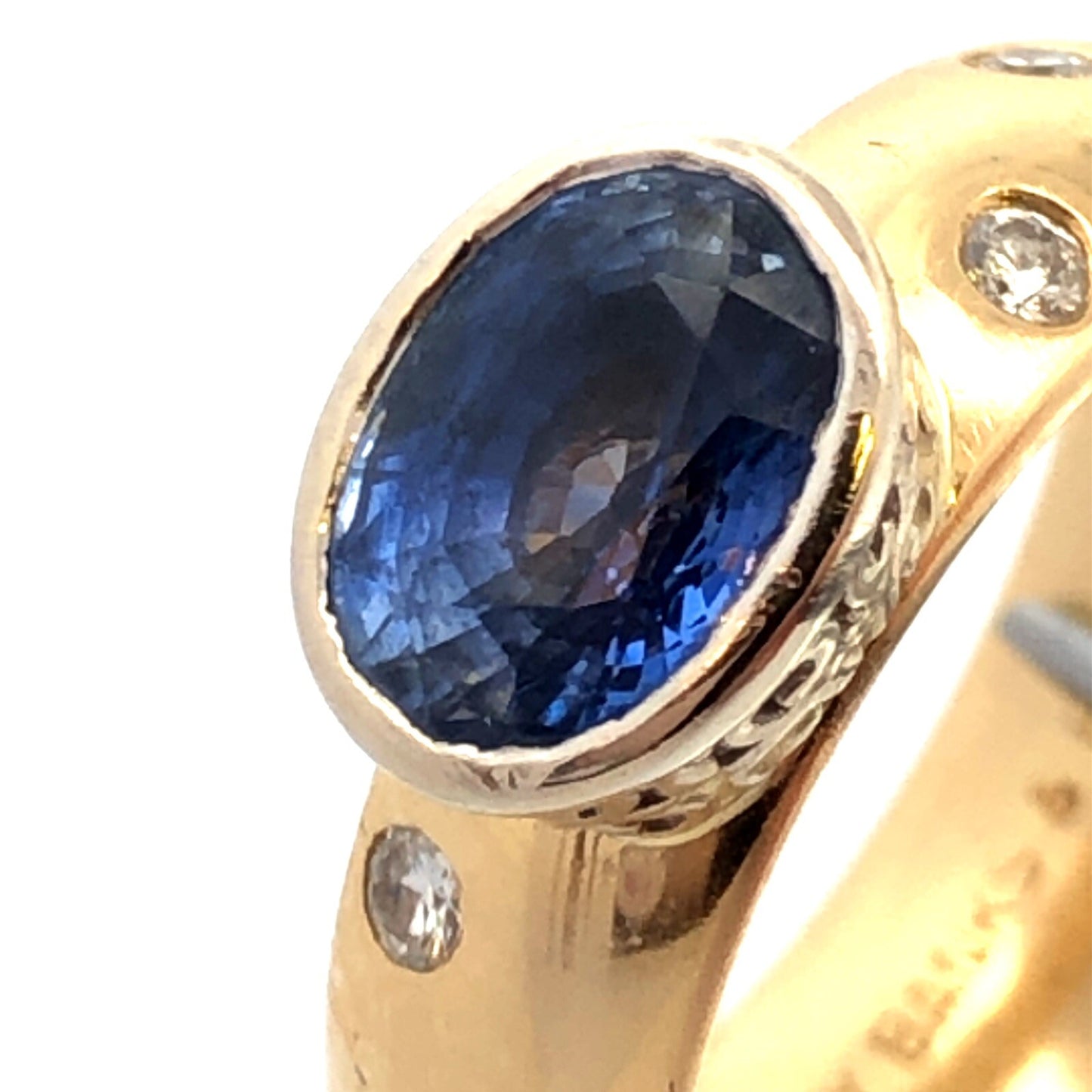 Bailey Banks & Biddle 18K Yellow Gold Corundrum Diamond Anniversary Ring