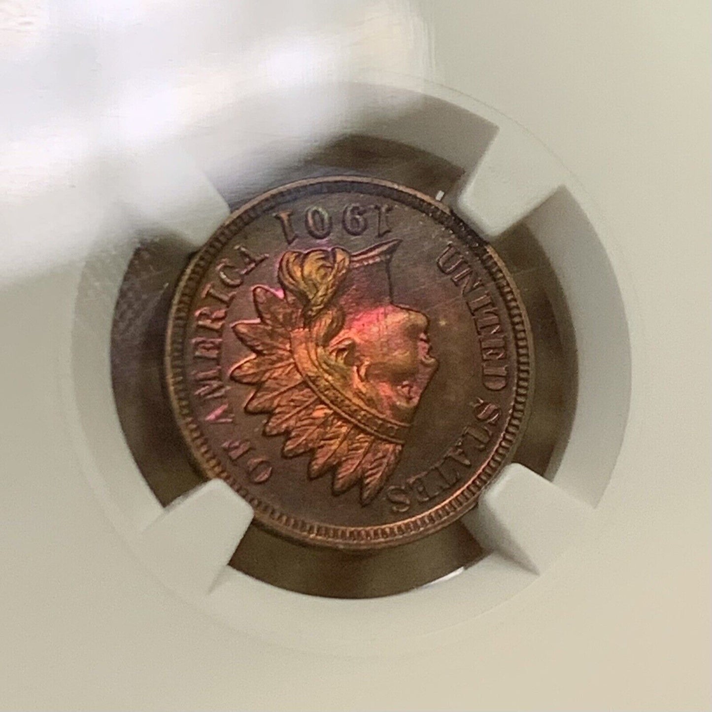 1901 P Proof Bronze Indian Head Cent Altered Color NGC Proof Details Coin