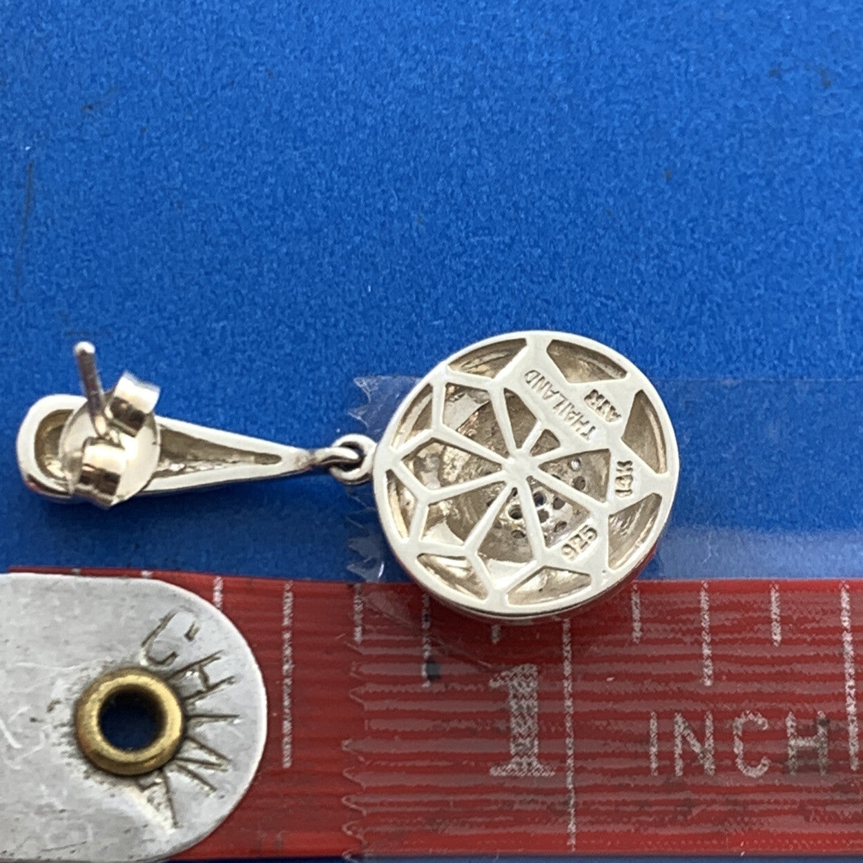 Designer ATR 925 Sterling Silver 14K Gold Pave Diamond Dangle Drop Stud Earrings