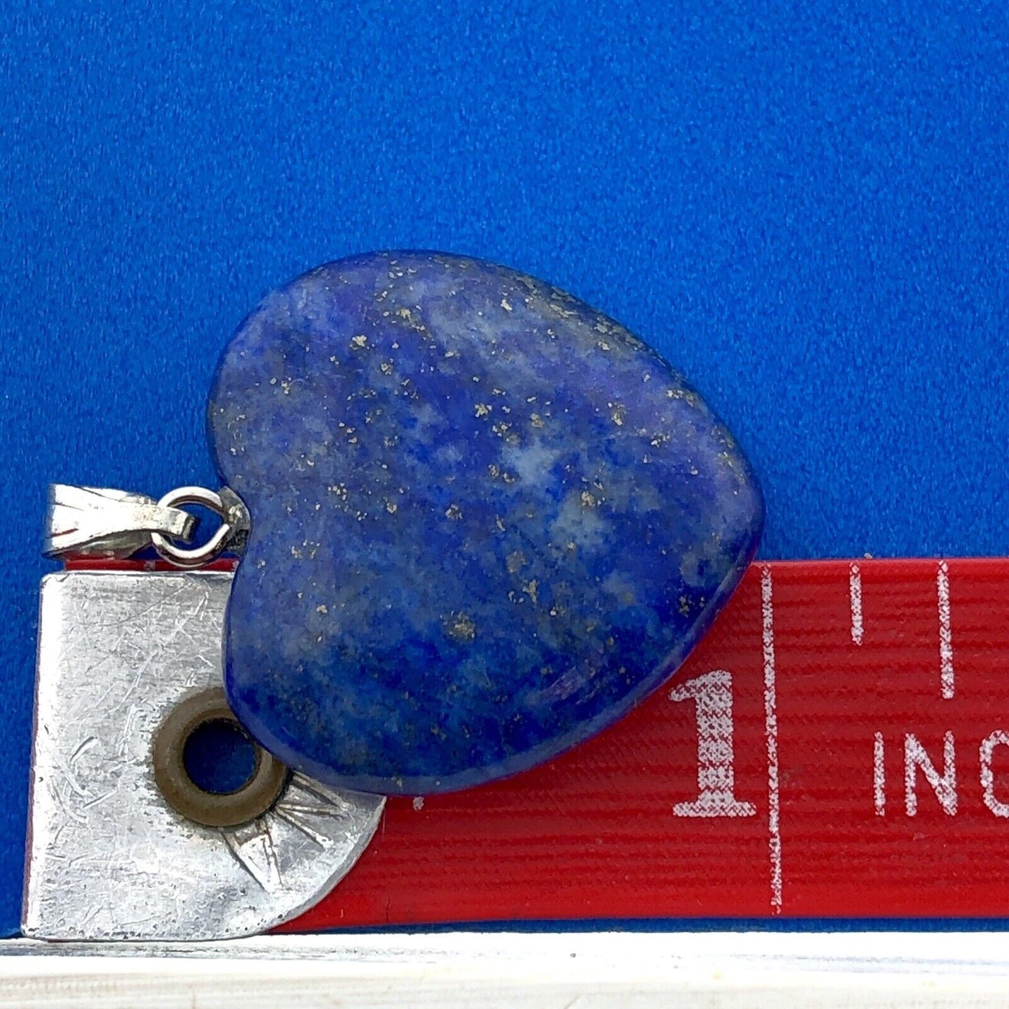 Ladies Silver Tone Lapis Lazuli Heart Power Vision Spirit Statement Pendant