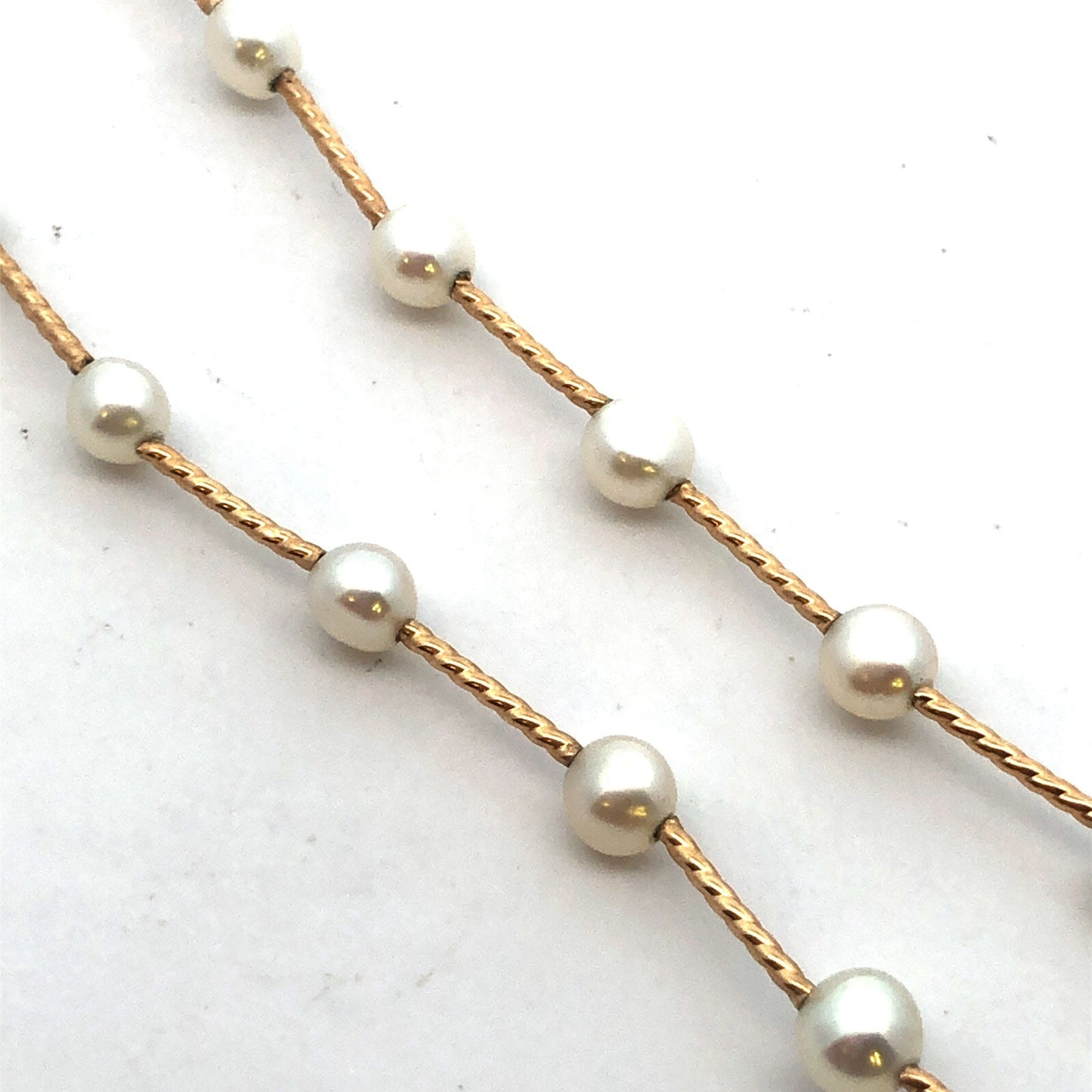 Designer 14K Yellow Gold 4.5 mm Cultured Freshwater Pearl Station Necklace