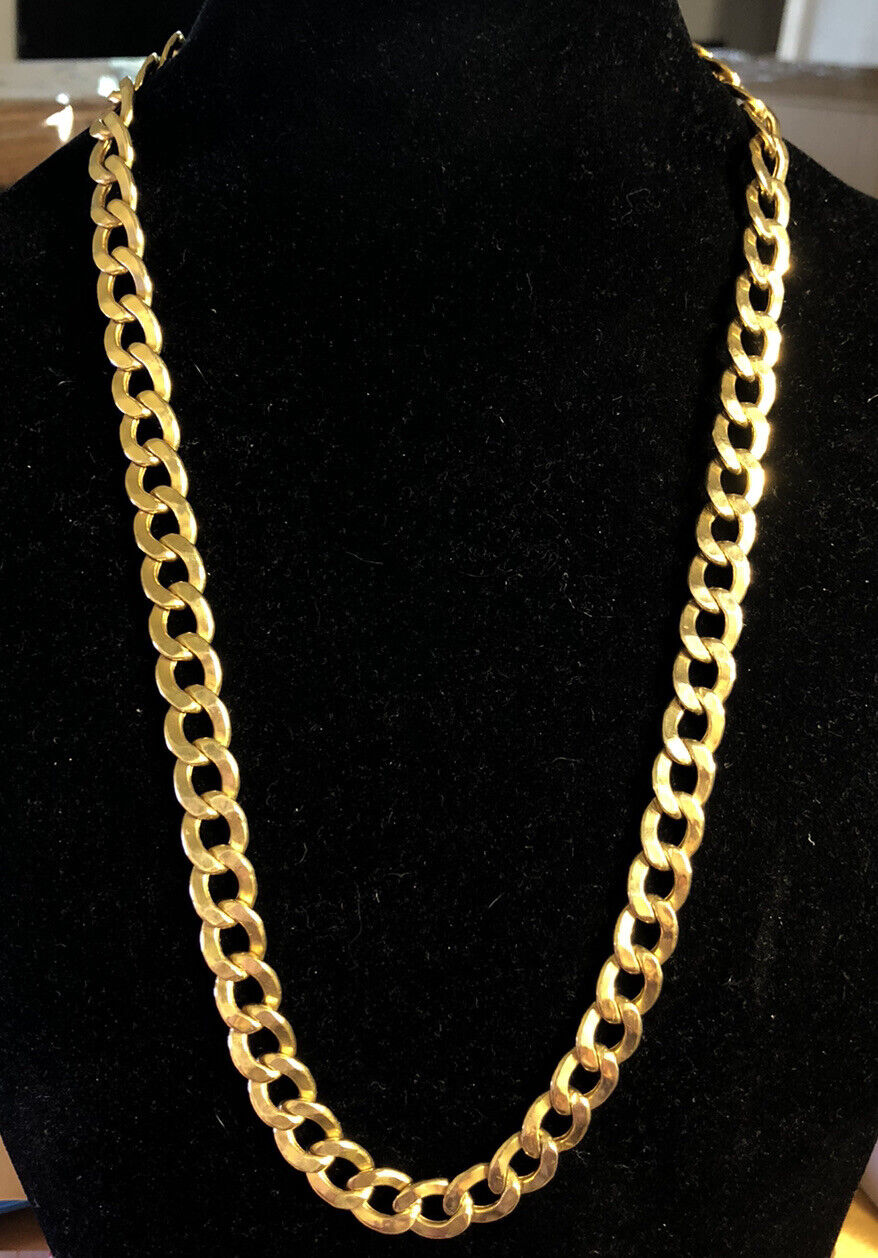 Designer GS 10K Yellow Gold Cuban Curb Link Chain Necklace
