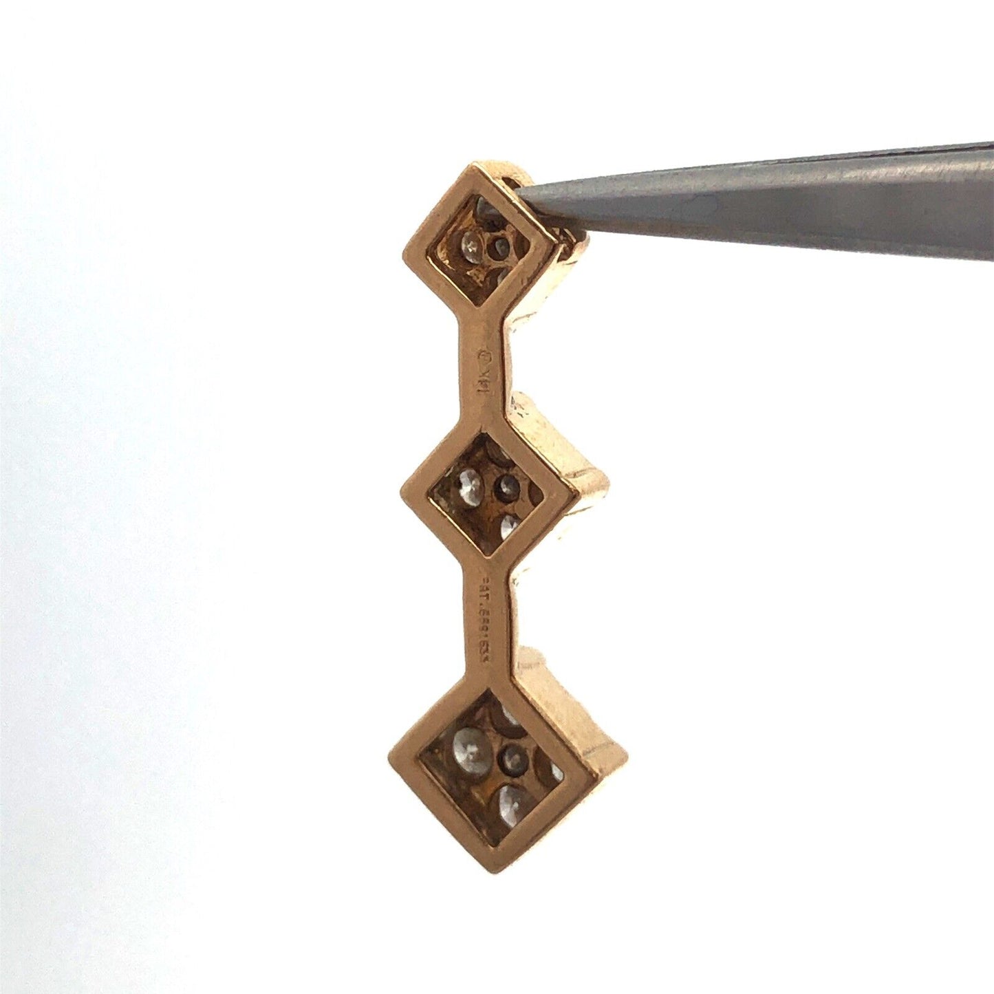 Stunning 14k Yellow Gold 3 Three Drop Diamond Pendant