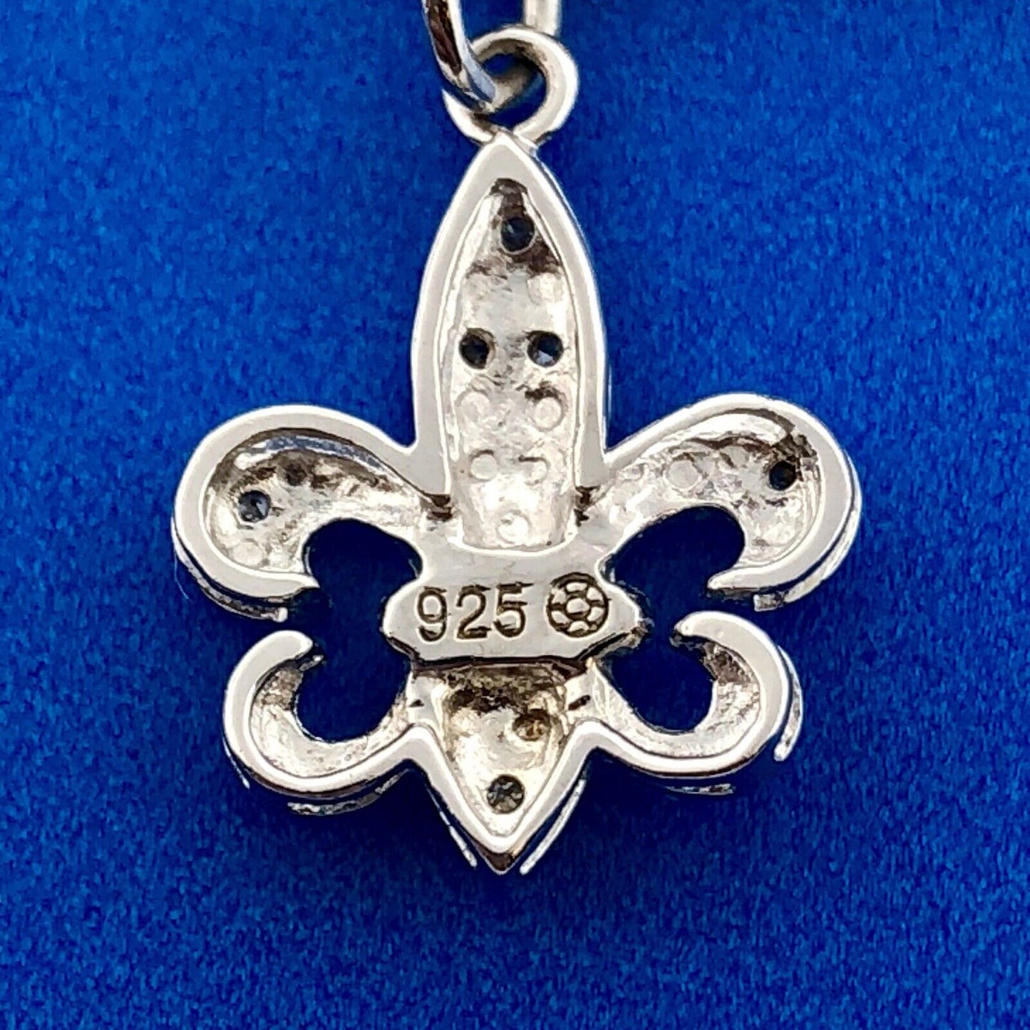 Designer Sterling Silver 925 Diamond Fleur De Lis Six Dangle Charm Bracelet