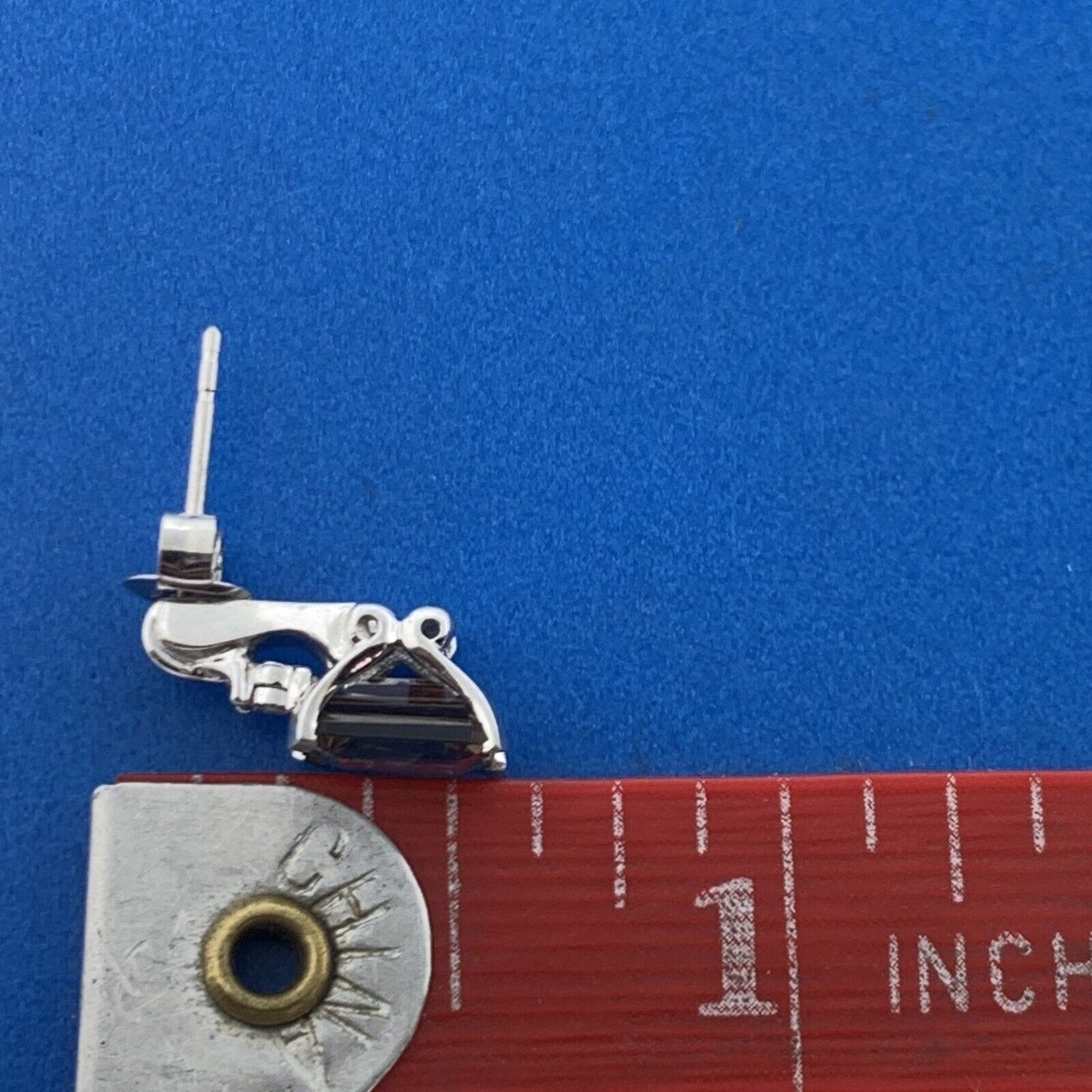 Designer 10K White Gold Rectangle Smoky Quartz Diamond Accented Stud Earrings