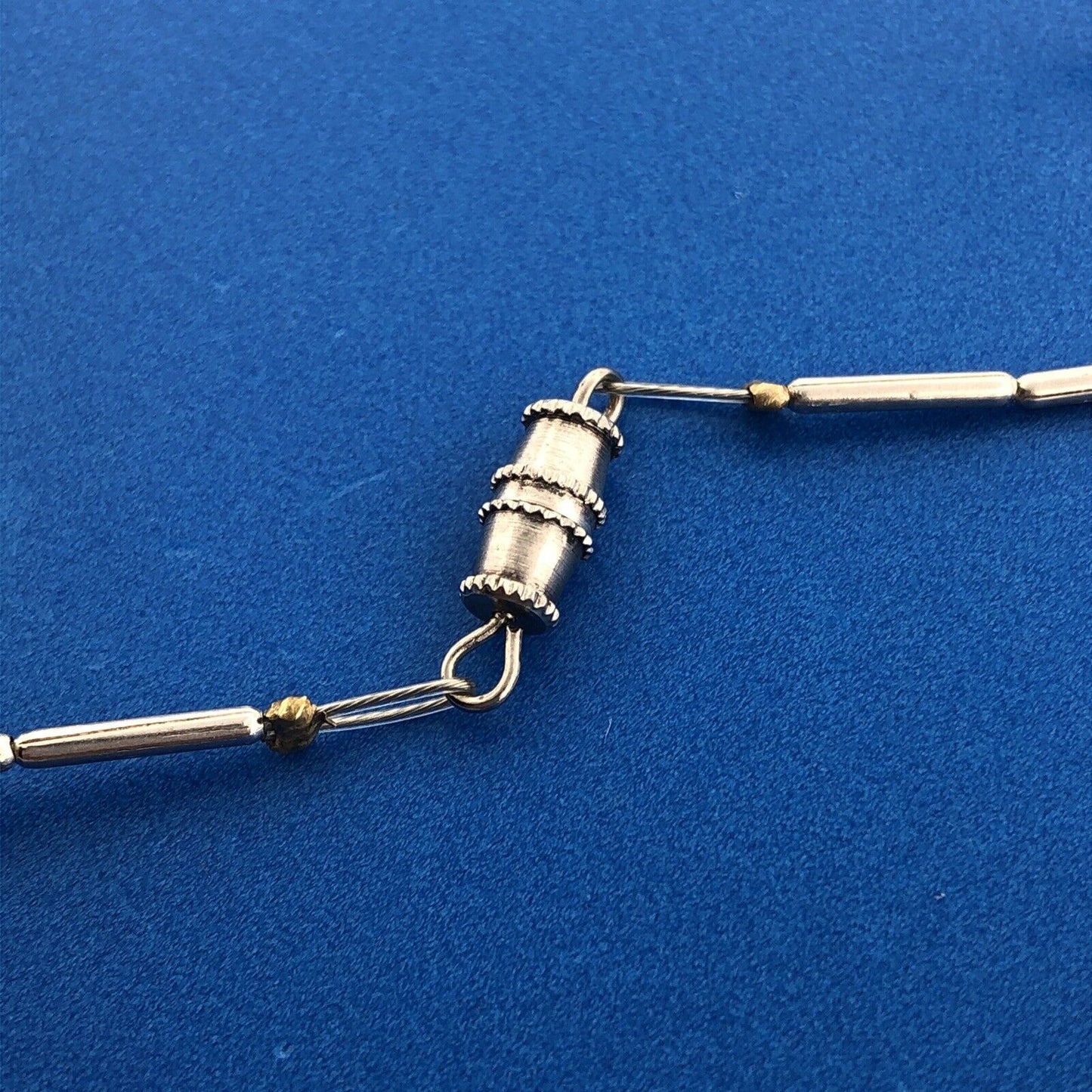 Vintage Sterling Silver 925 Liquid Silver Turquoise Nugget Pyrite Bead Necklace