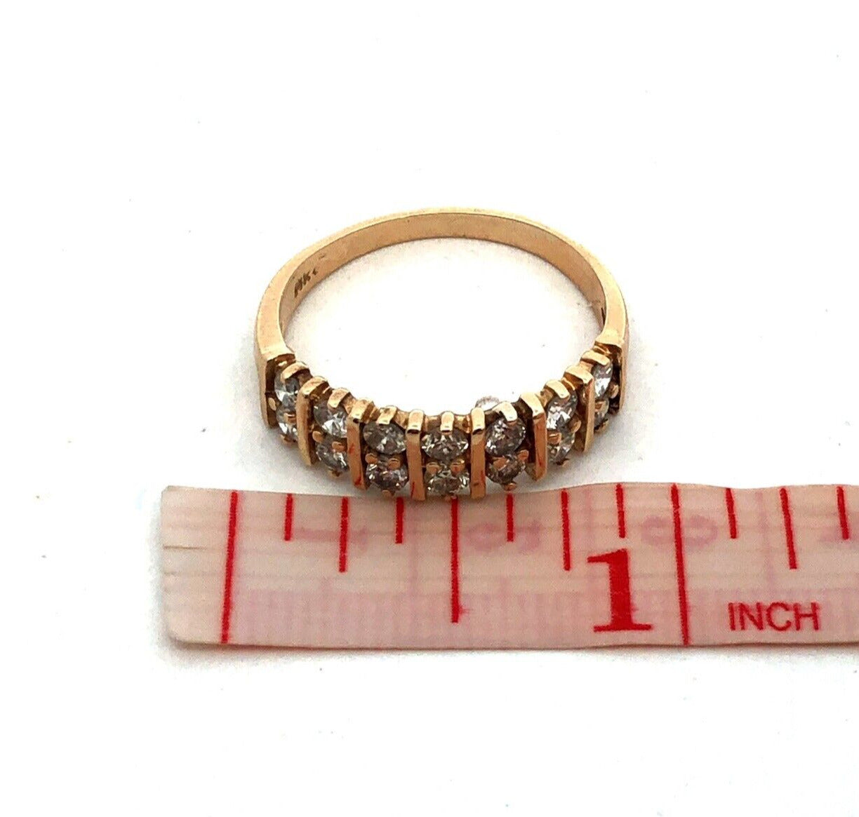 Estate 14K Yellow Gold Round Diamond Wedding Anniversary Band Ring