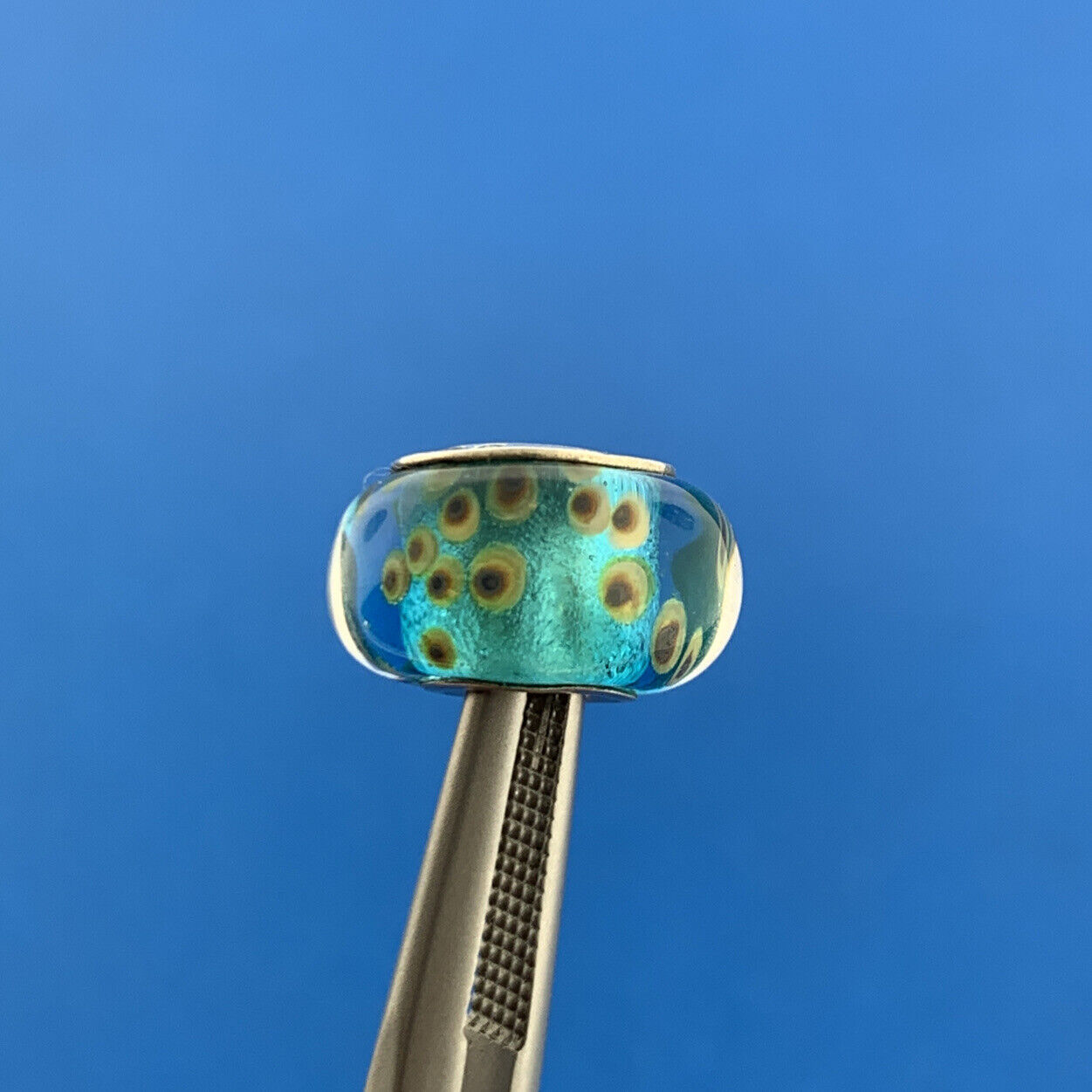 Chamilia 925 Sterling Silver Turquoise Red Yellow Murano Glass Aqua Reef Charm