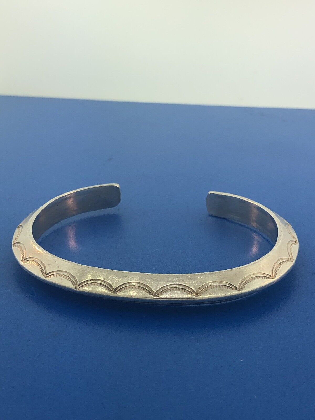 Vintage Native American 925 Sterling Silver Concho Statement Cuff Bracelet