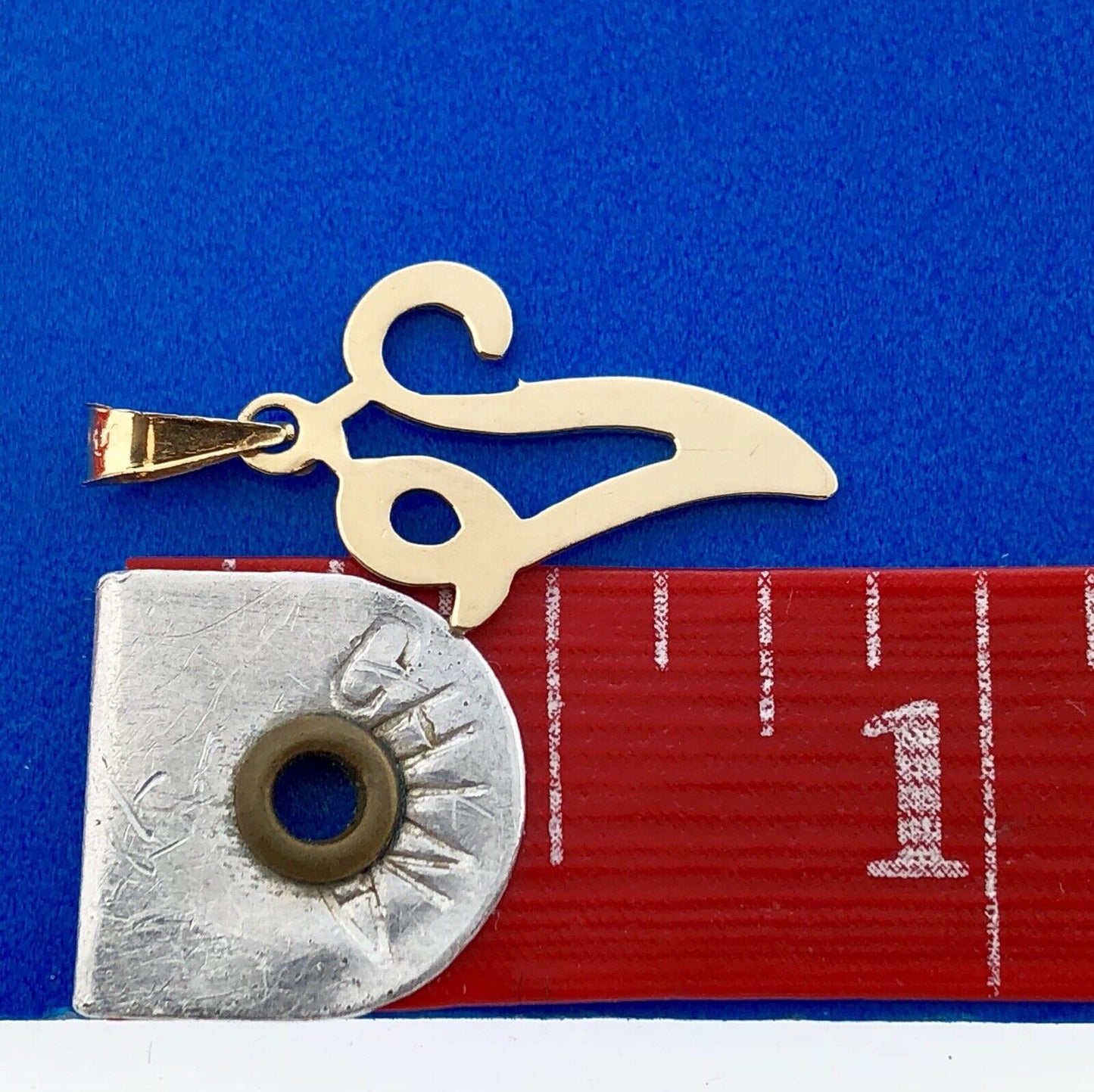 14K Yellow Gold Initial "V" Script Charm Pendant