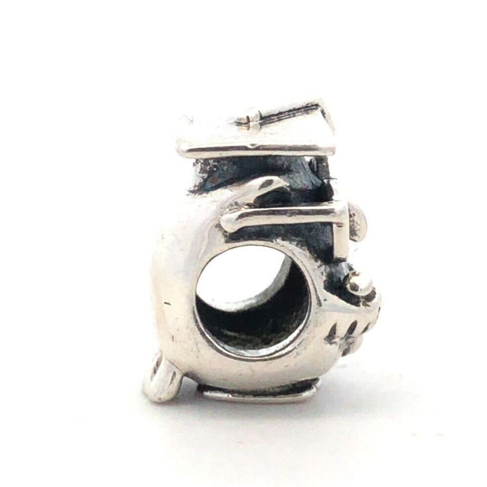 Designer 925 Sterling Silver Graduate Owl School Bead Slide Bracelet Charm