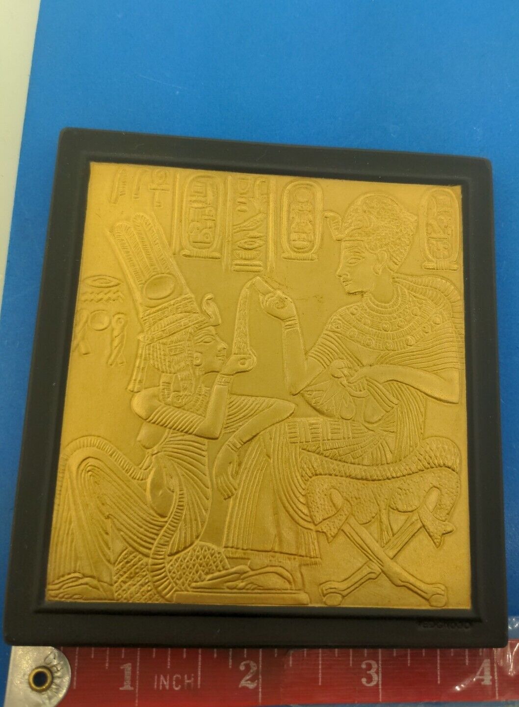 Wedgwood "Beloved of The Great Enchantress" Black Basalt Gilded Egyptian Plaque