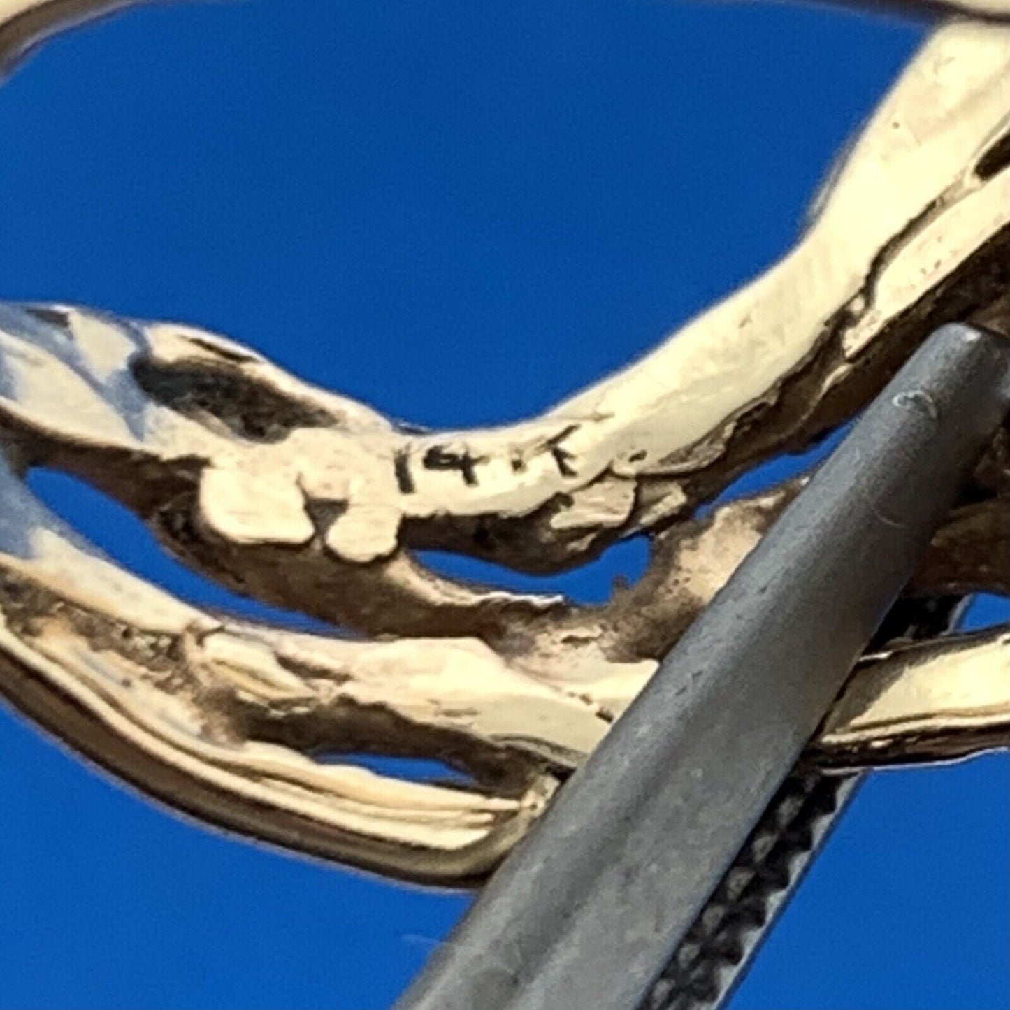 Gorgeous 14k Yellow Gold Triple Gray Pearl Openwork Branch Statement Size 7 Ring