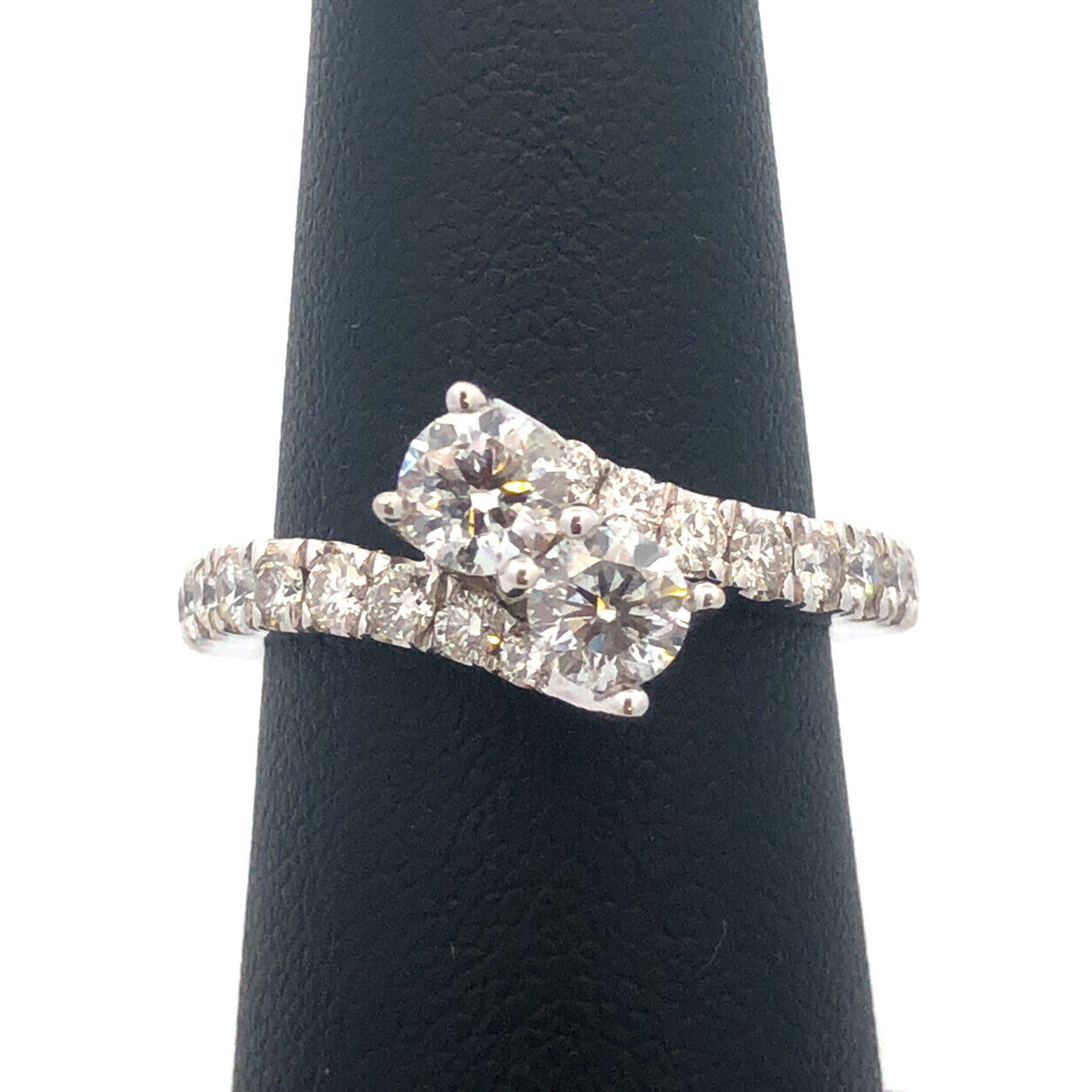 Zales 14K White Gold Diamond Duo Bypass Accented Engagement Promise Wedding Ring
