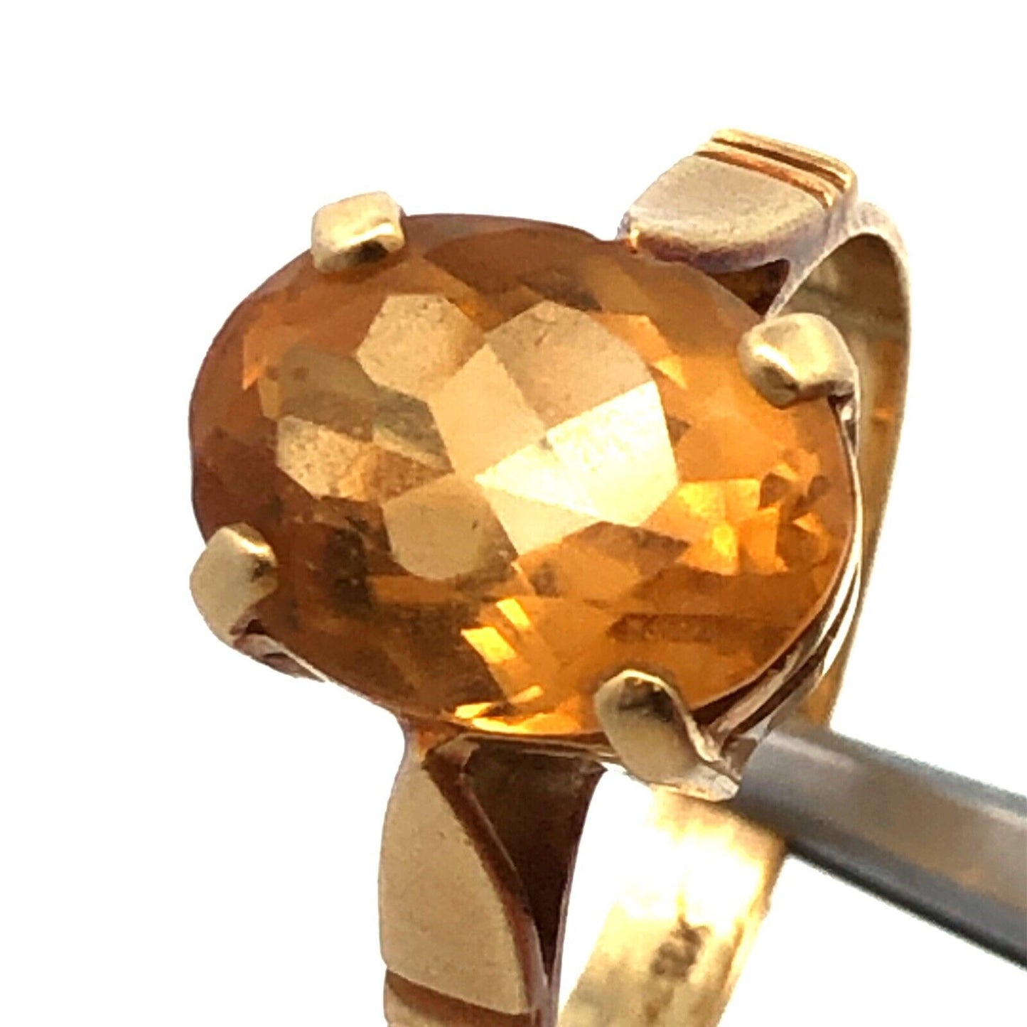 Estate 18K Yellow Gold Oval Citrine November Anniversary Statement Ring