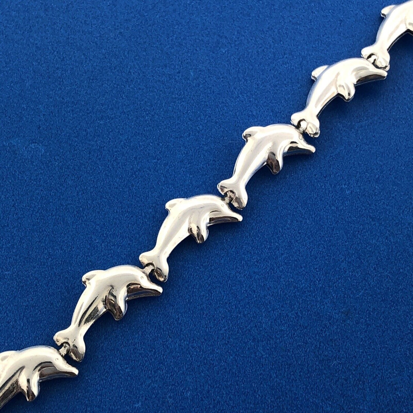 Designer SU Italy 925 Sterling Silver Dolphin Ocean Beach Life Panel Bracelet
