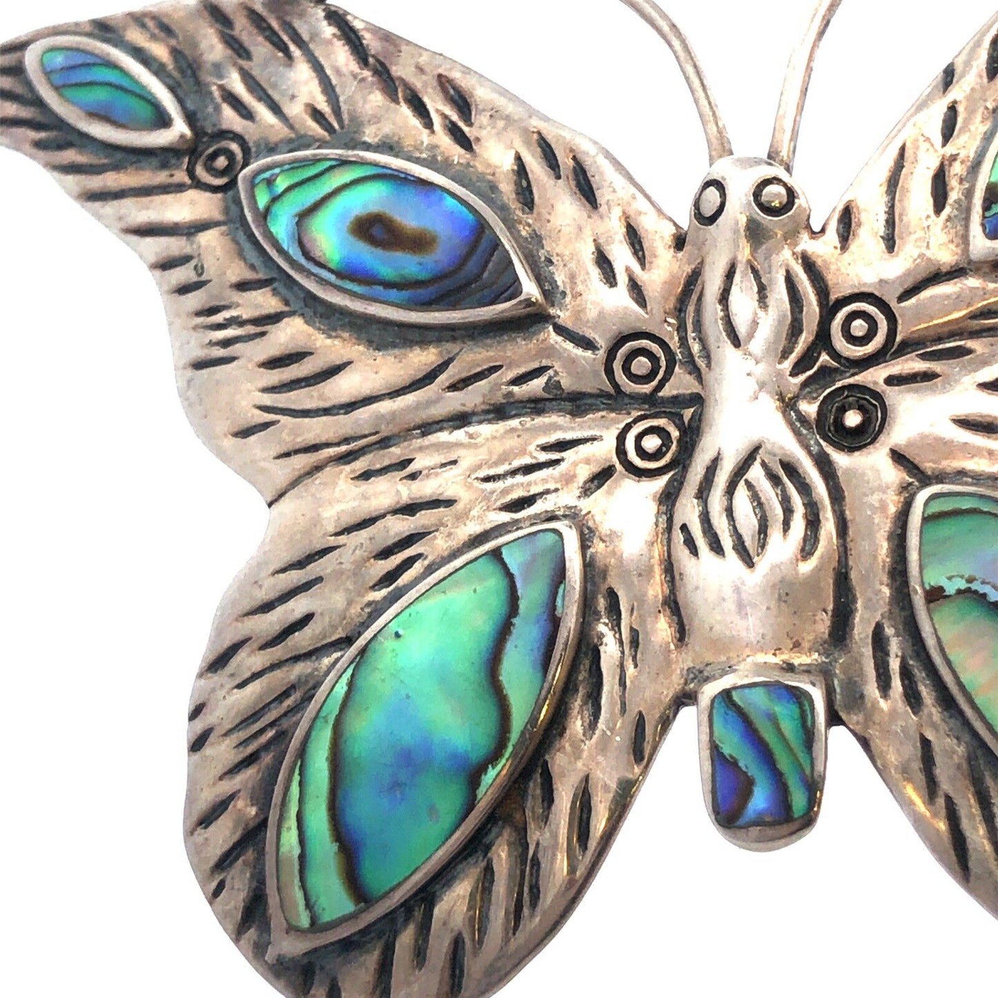 Designer CFU 925 Sterling Silver Abalone Textured Butterfly Combo Pendant Brooch